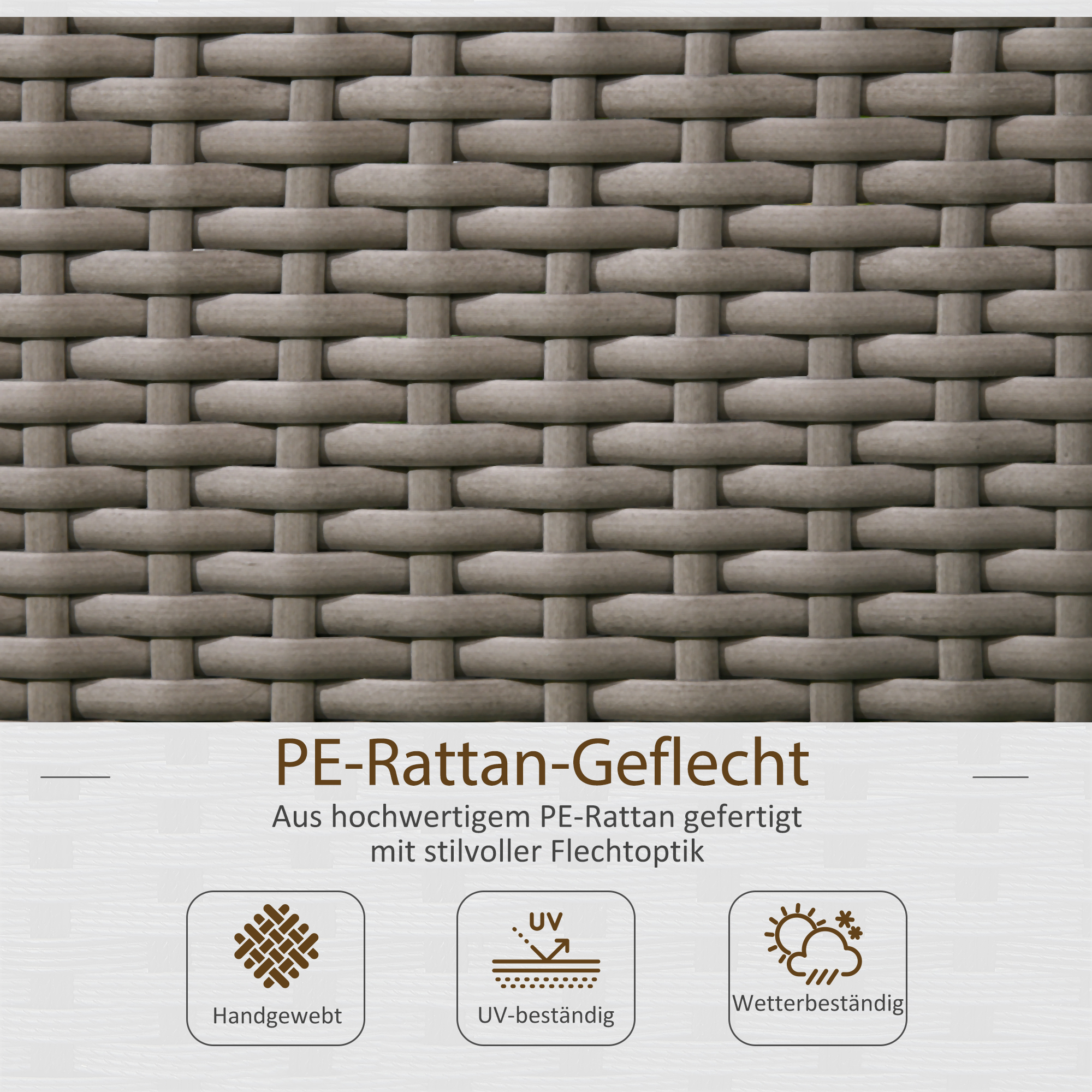 Blumenkasten mit Spalier, wetterfest, Polyrattan, 103 x 29 x 103 cm, Grau