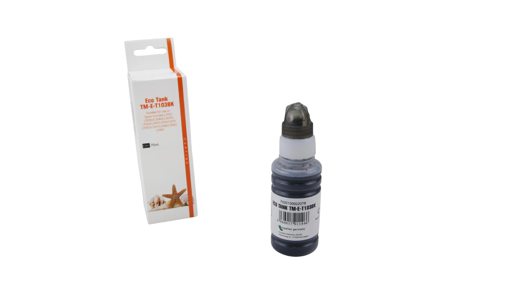 T103schwarz Eco Tank Nachfüllflasche schwarz für Epson / C13T00S14A / 70ml T103schwarz Eco Tank Nachfüllflasche schwarz für Epson / C13T00S14A / 70ml