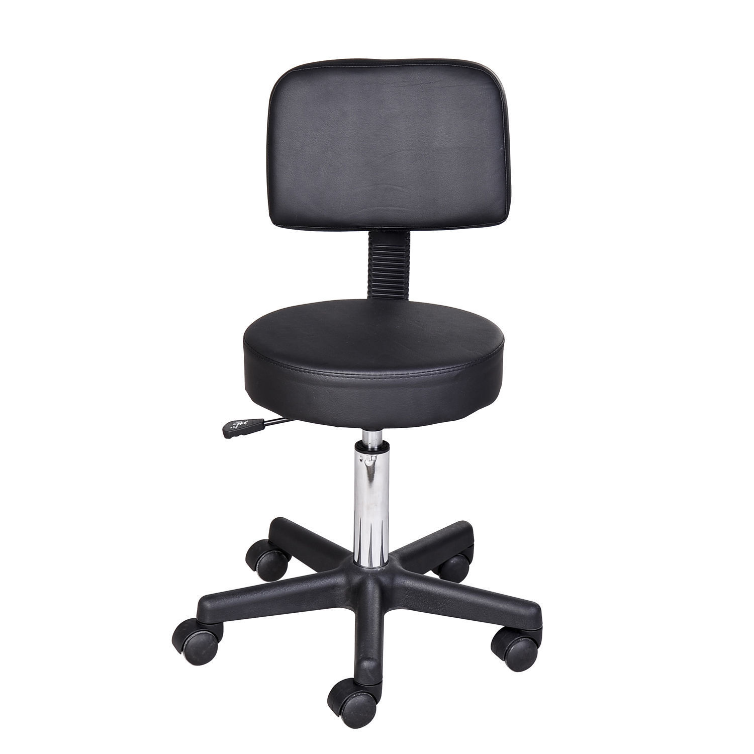 Rollhocker höhenverstellbar mit Rückenlehne Drehhocker 72-84 cm Arbeitshocker 360° drehbar Bürohocker für Büro Salon Massage Spa Schwarz