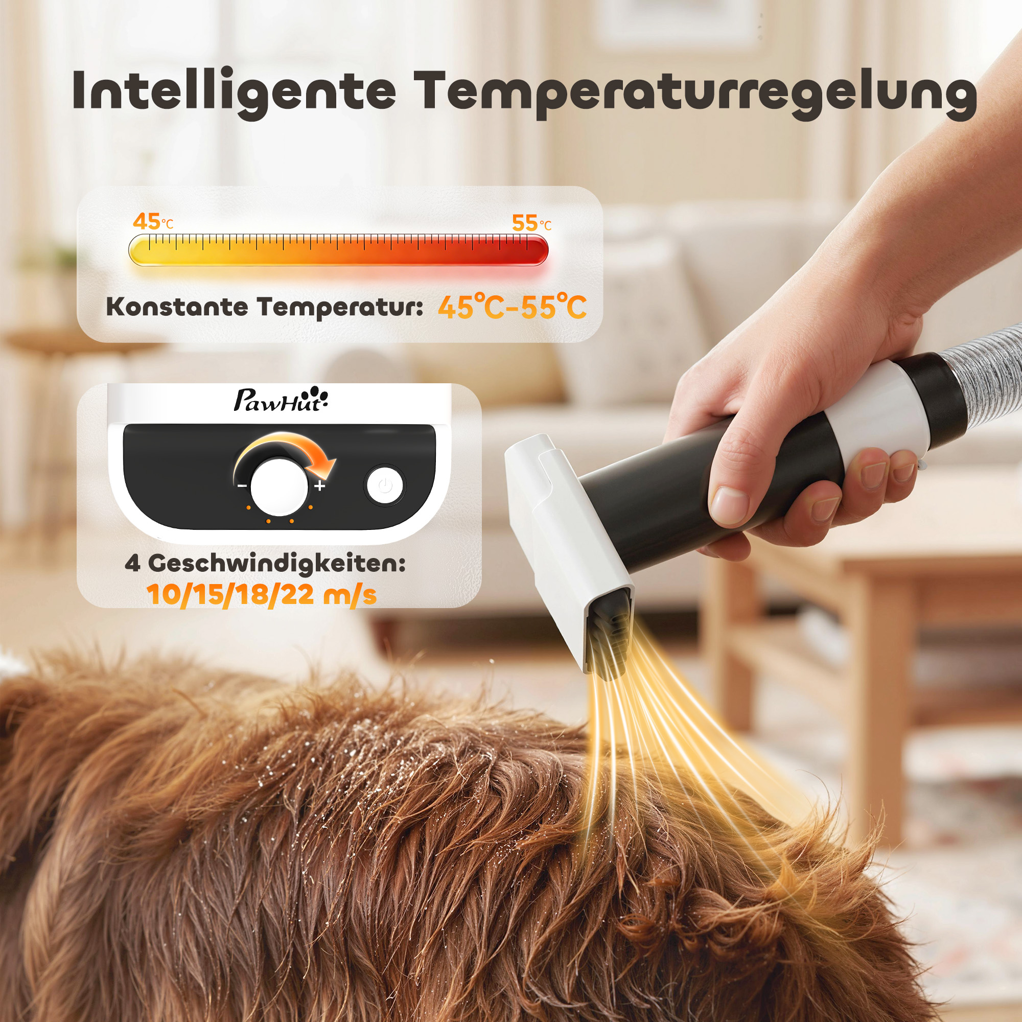 Hundeschermaschine mit Staubsauger leise Schermaschine mit 5 Pflegewerkzeugen für Hunde Katzen Haustiere Weiß