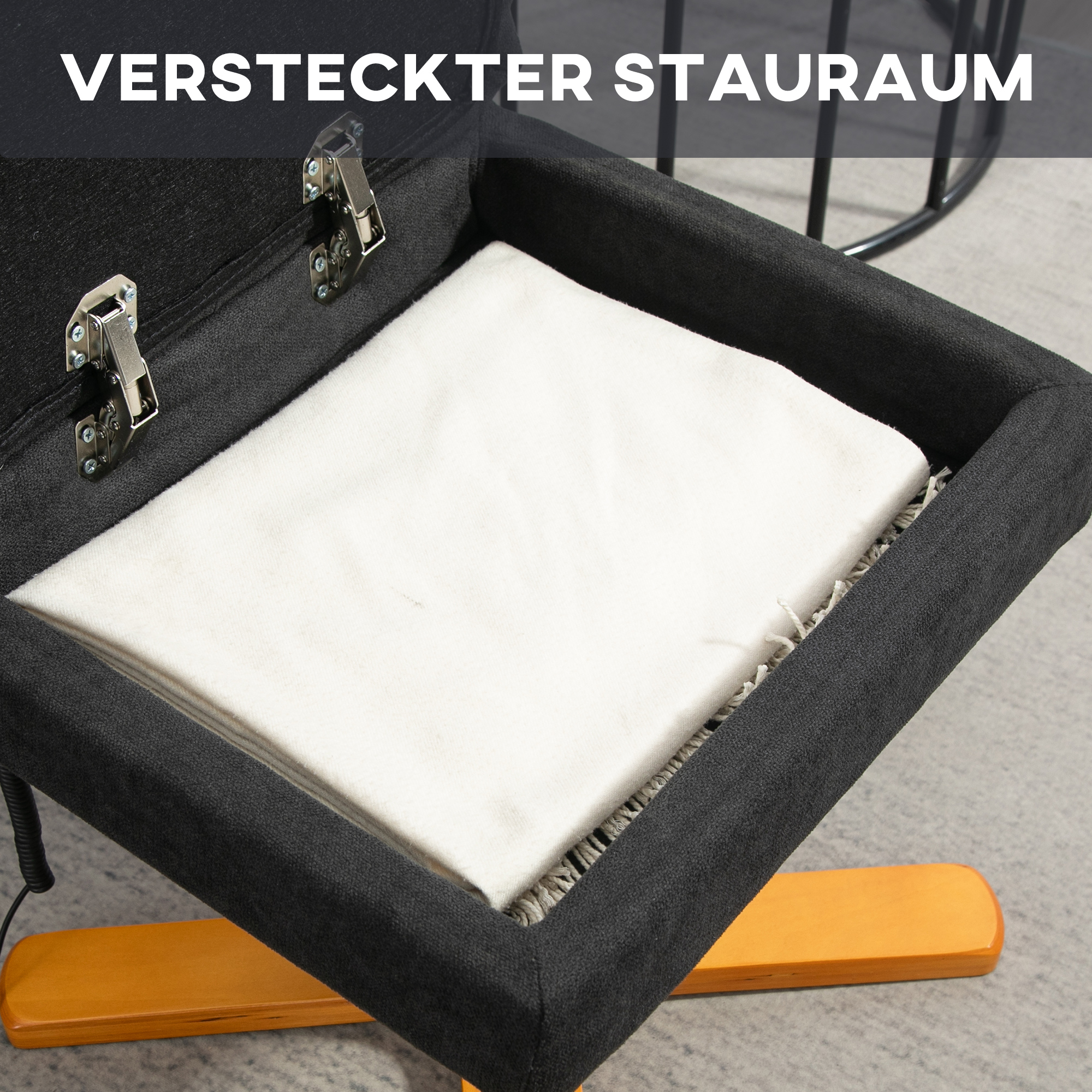 Massagesessel mit Liegefunktion und Fußhocker, 145°-Neigung, Polyester, 80 x 86 x 99 cm, Schwarz