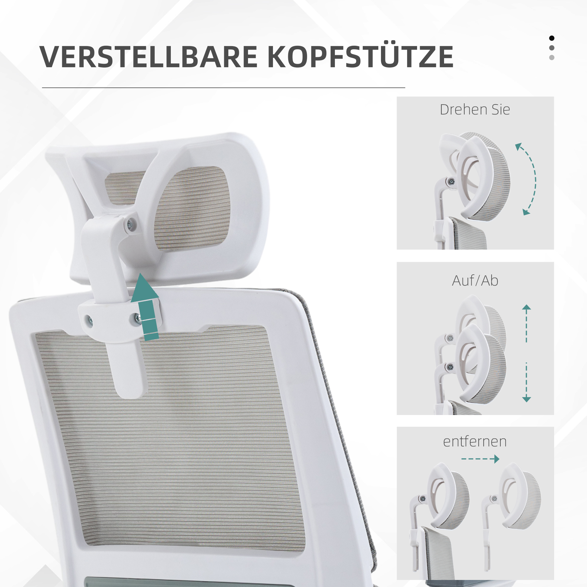 Bürostuhl Schreibtischstuhl Office-Stuhl, höhenverstellbar, 1 Kopfstütze, 58 x 61 x 119 cm. Schwarz