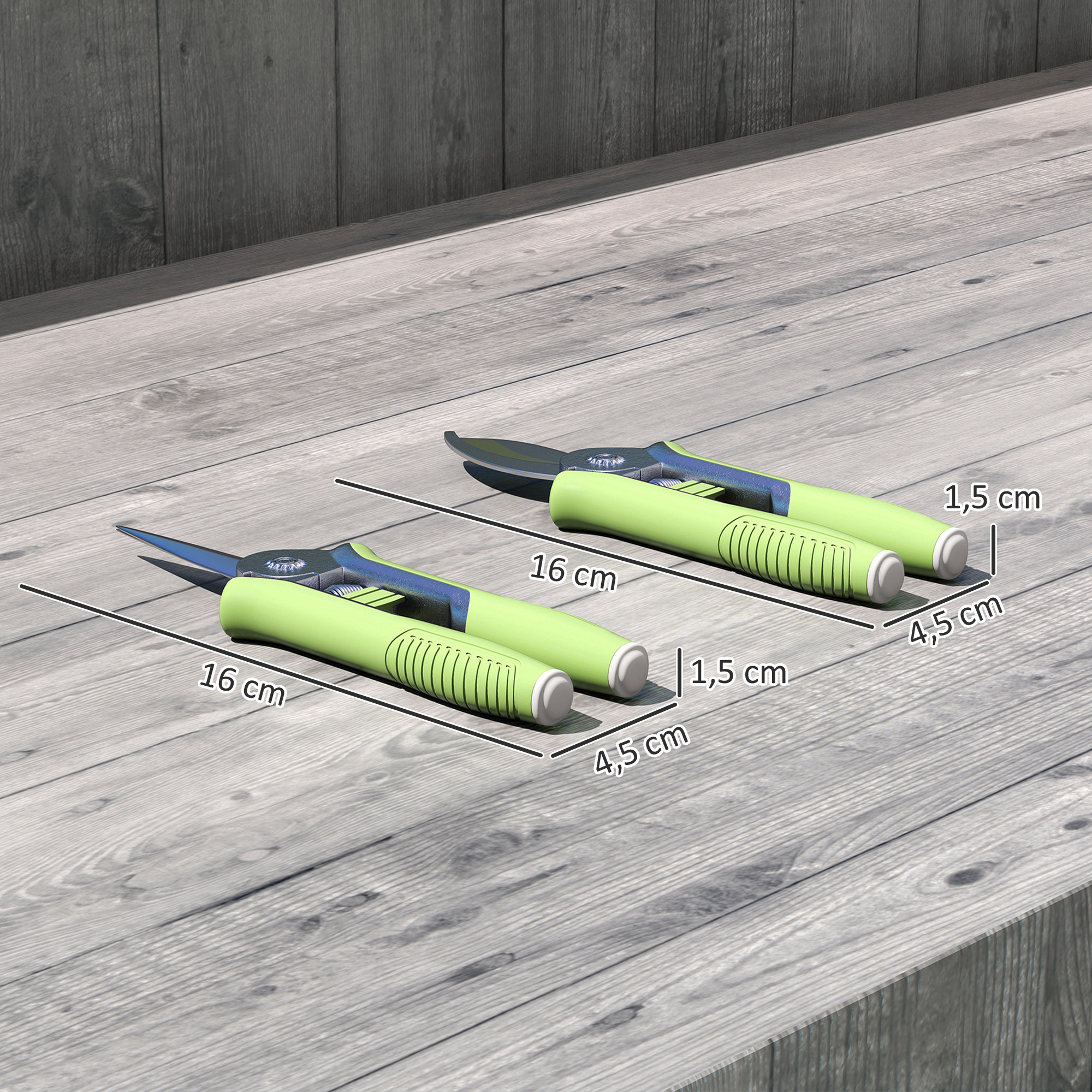 Gartenwerkzeug Set 2 Stück Garten Werkzeug aus Edelstahl Gartengeräte mit Gartenschere Astschere Grün+Silber