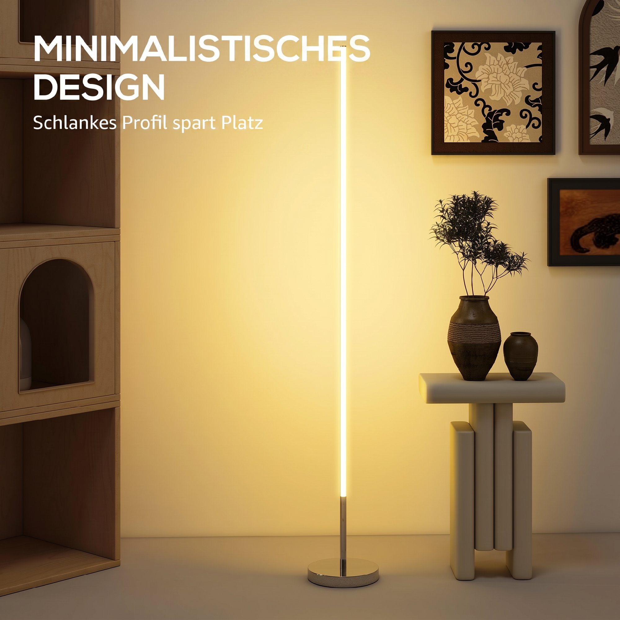 LED Stehlampe Wohnzimmer mit einstellbarer Farbtemperatur für Schlafzimmer, Büro, 20 x 20 x 150 cm