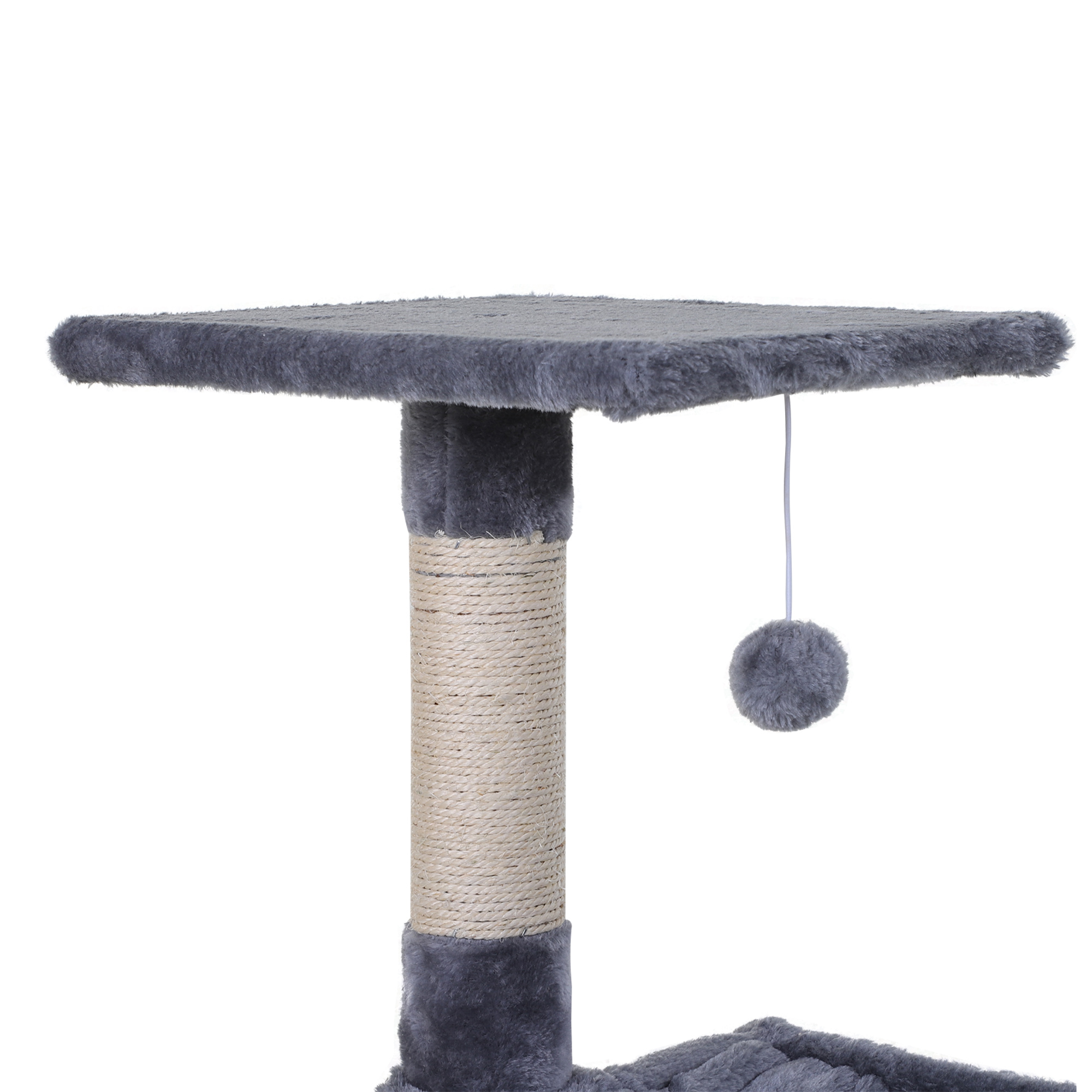 Kletterbaum Katzenbaum Kratzbaum mit Sisalsäule Plüsch-Hängematte Spanplatte Grau 50 x 36 x 70 cm
