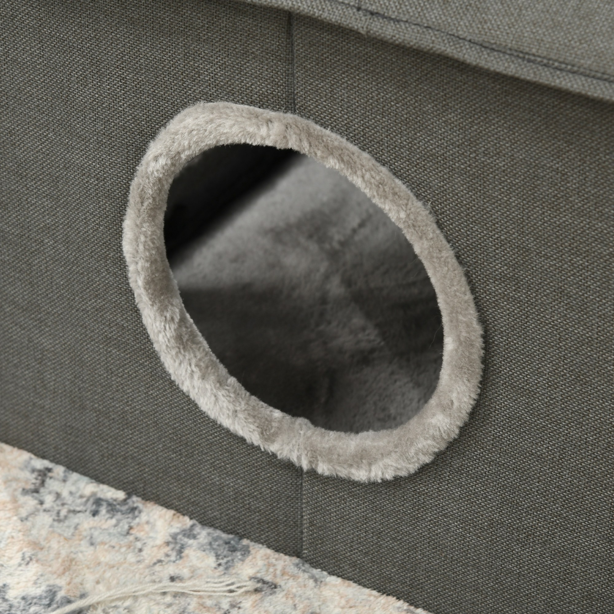 Katzenhöhle mit Kissen, Katzenbett, Haustier-Reisebett, waschbares Kissen, Khaki/Grün