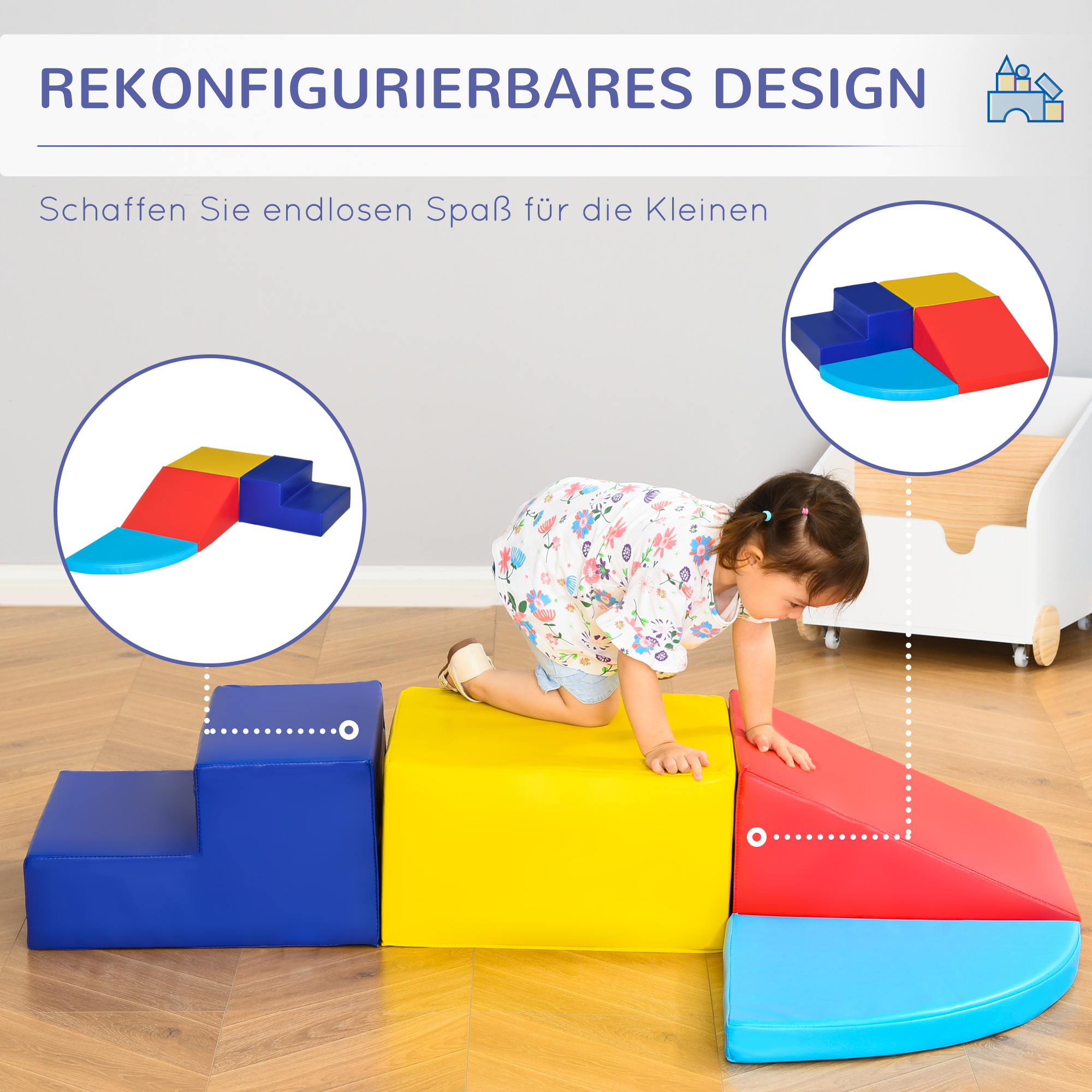 4 TLG. Schaumstoff Bausteine Kinder Softbausteine klettern Bauklötze Weiche Riesenbausteine Bauspielzeug Grossbausteine Schaumstoffblöcke Spielbausteine für Baby & Kleinkinder Mehrfarbig
