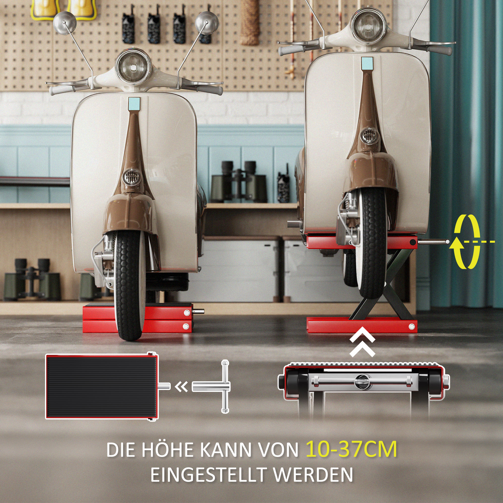 Motorradheber 500 kg Belastbar Motorradhebebühne 100-370 mm Höhenverstellbar