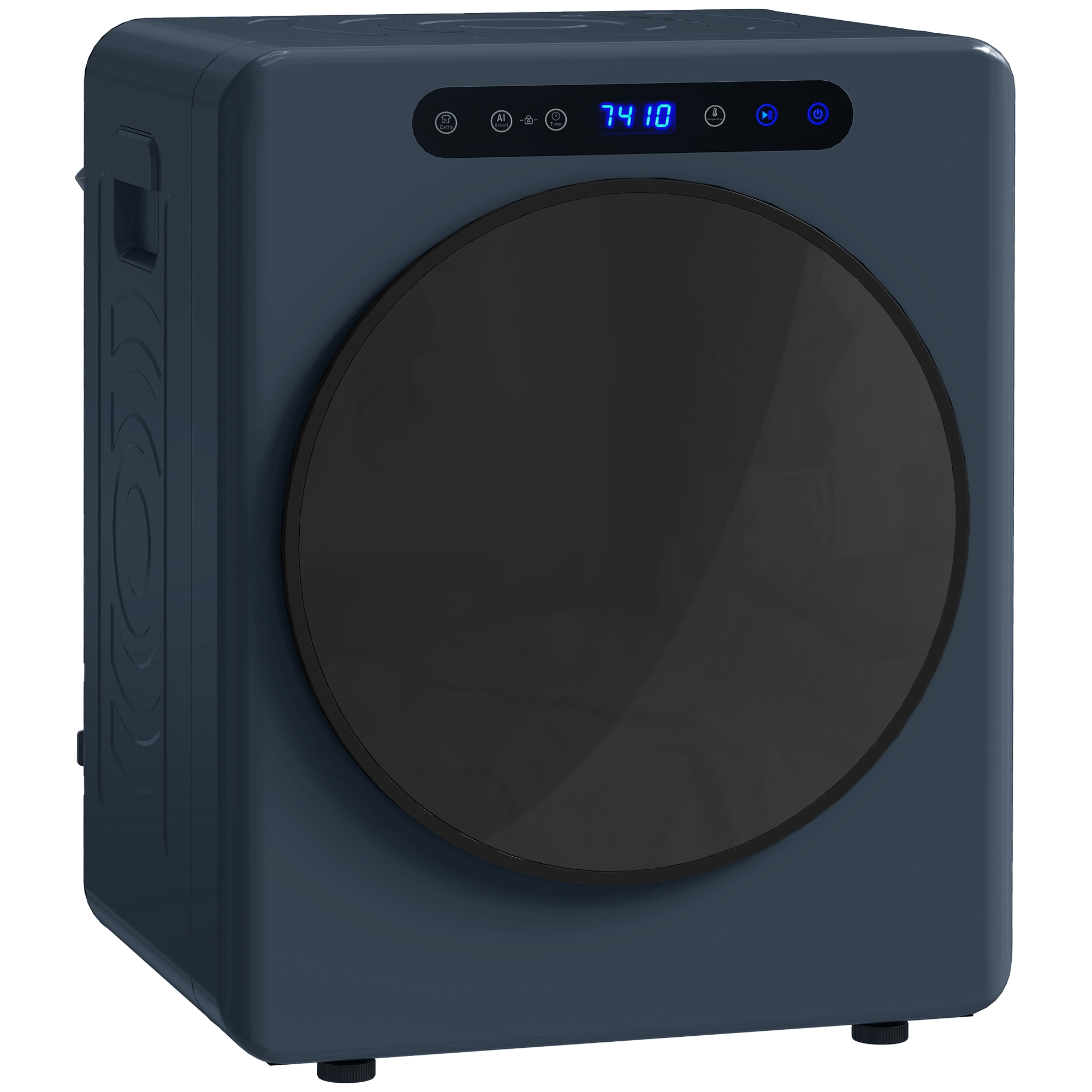 5kg Ablufttrockner, 1000W Kompakter freistehender Frontlader-Wäschetrockner mit Edelstahltrommel, Timer, Blau