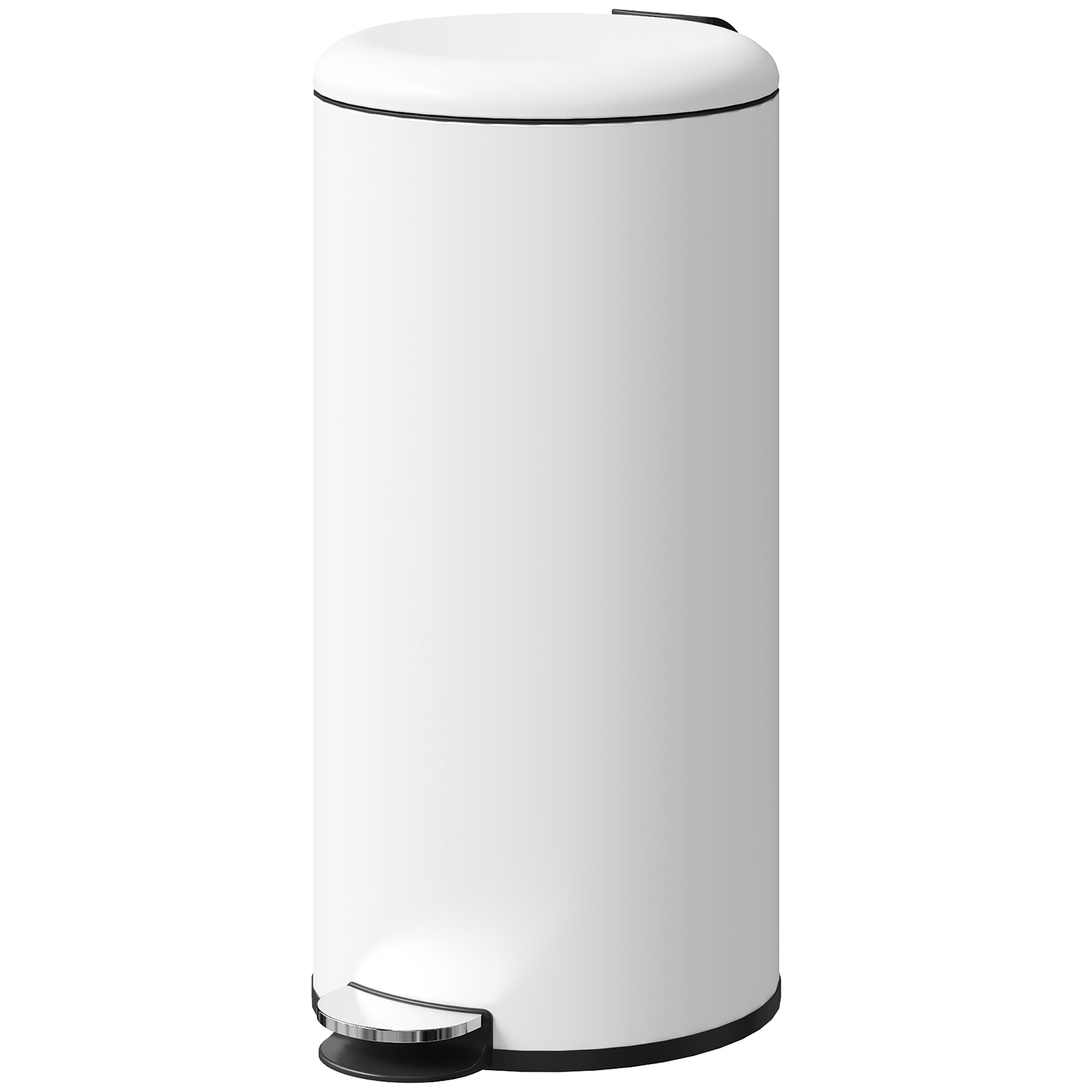 Mülleimer 30L, Treteimer, einrastbarer Deckel, Pedal, fleckenresistent, Cremeweiß