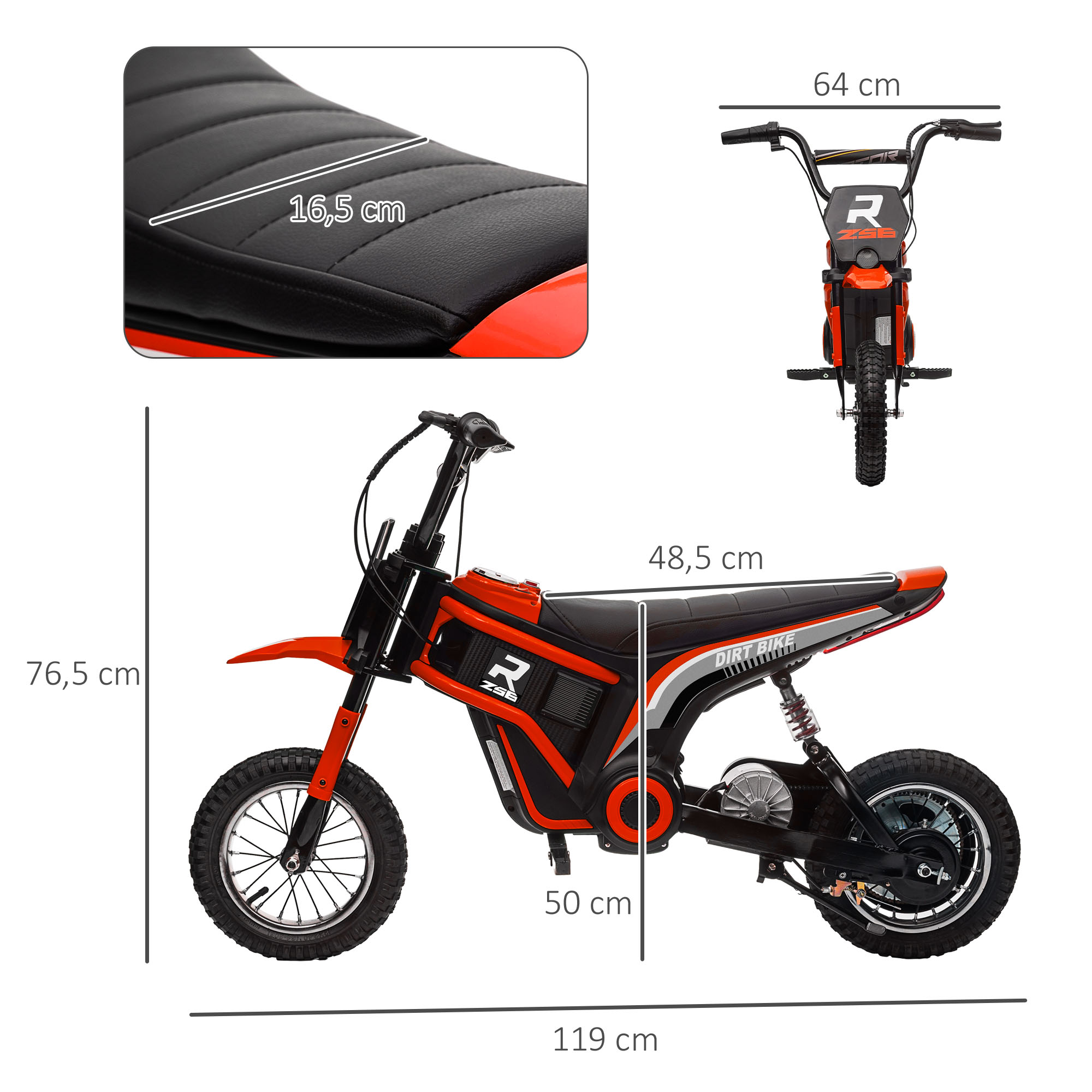 Elektro-Motorrad für Kinder, 24V Kindermotorrad mit Hupe, Leuchte, mit Drehgriff-Gashebel, 8-16 km/h, 8-12 Jahre, Rot