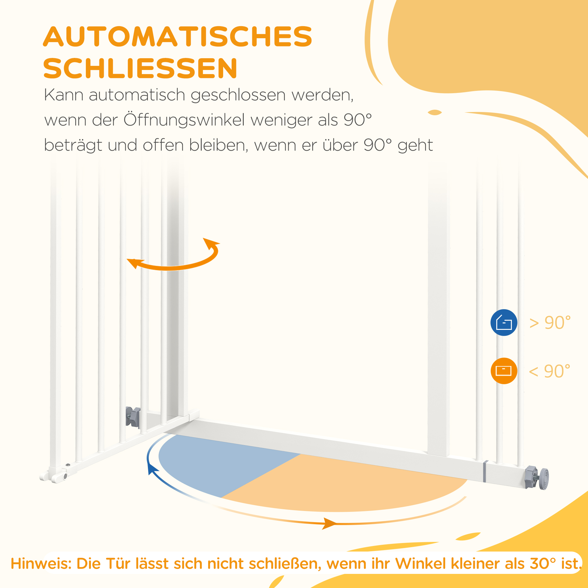 Türschutzgitter für Hunde, Absperrgitter, Schutzgitter für Haustiere, Metall, Kunststoff, 74-87 cm, Weiß