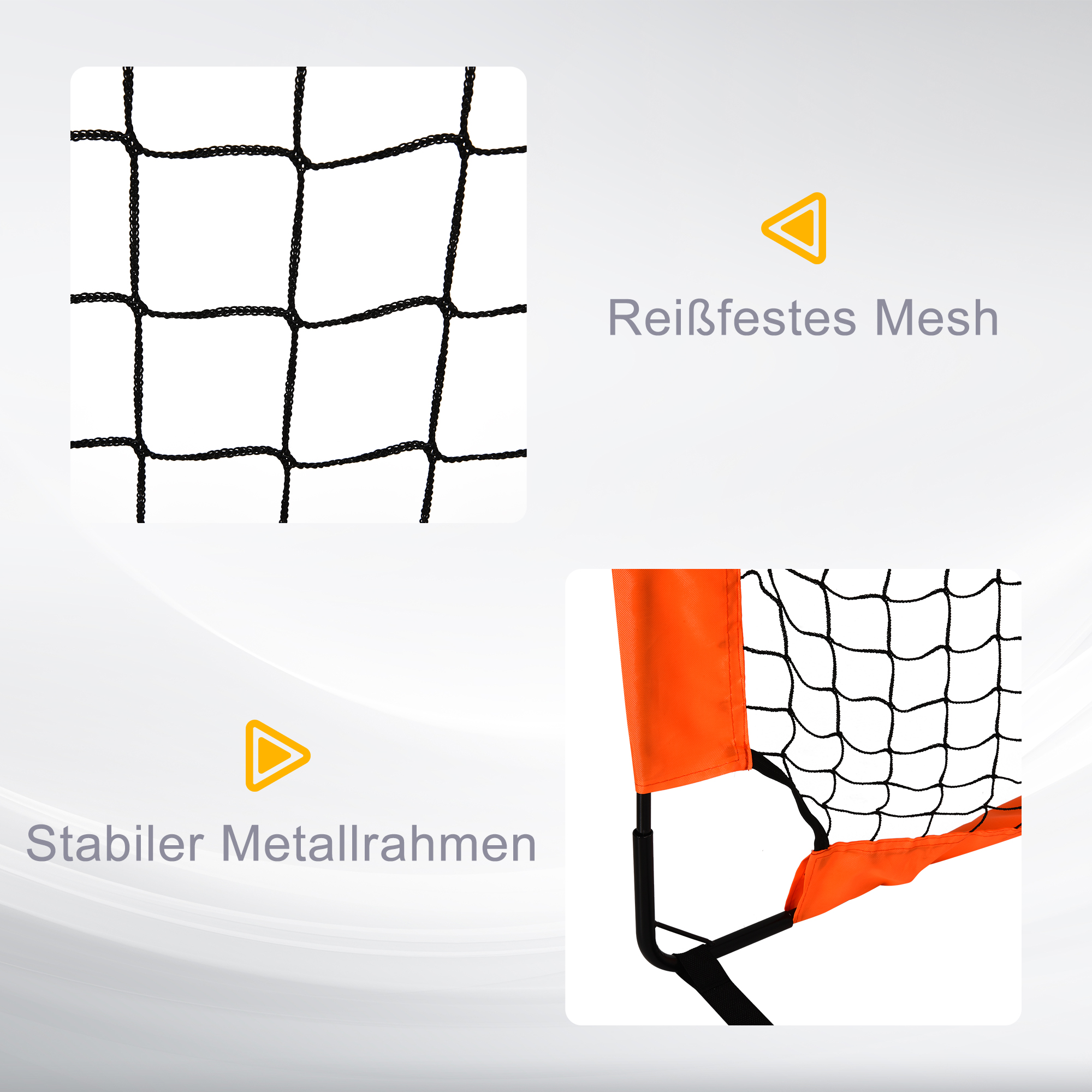 Fußballtor Set, leicht, einfache Montage, Tragetasche, Stahlrohre, 183x90x90 cm, Orange