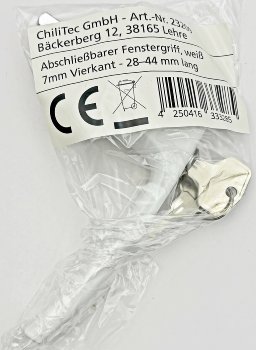 Abschließbarer Fenstergriff, weiß / 2 Schrauben, 2 Schlüssel