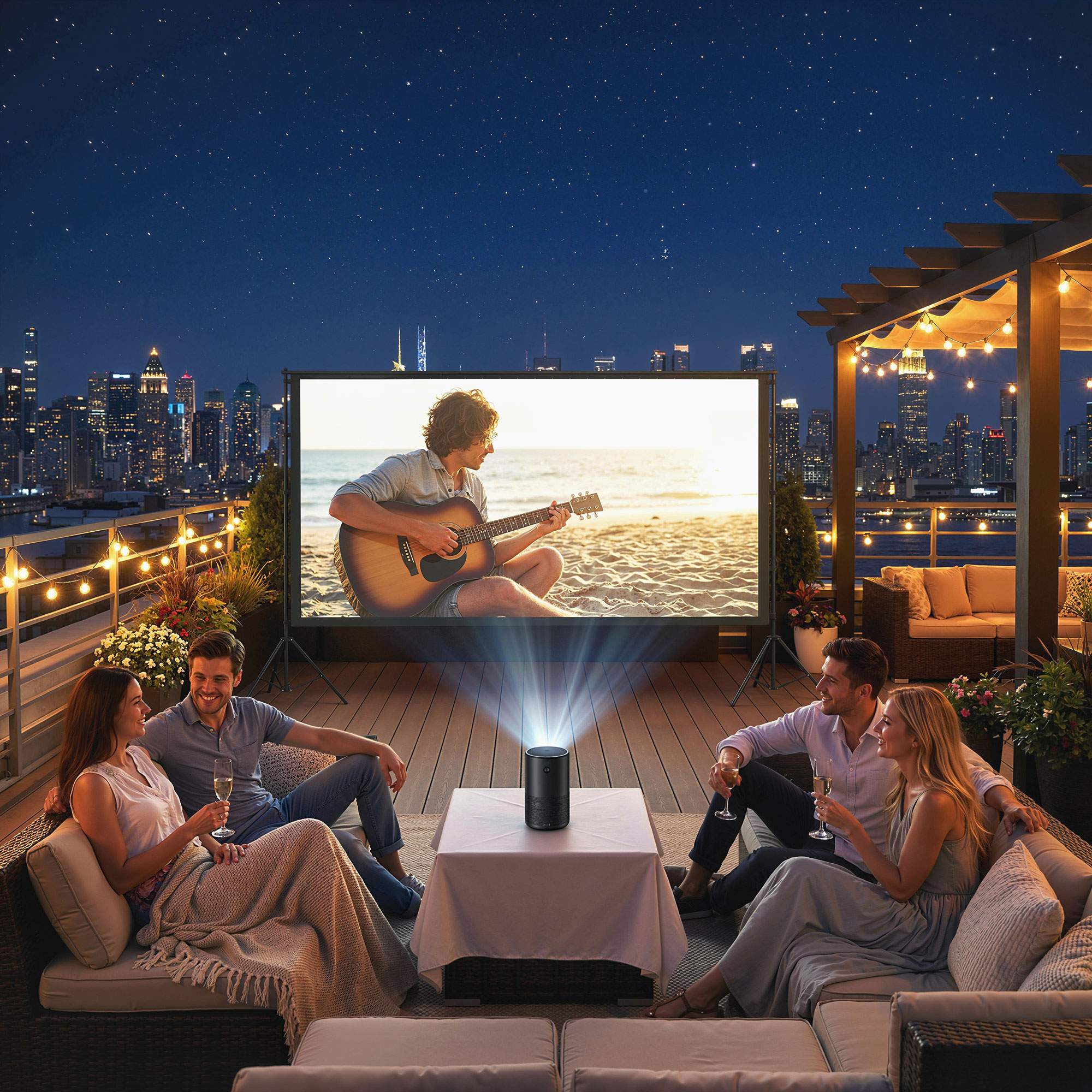 100 Zoll 16:9 HD 4K/8K Projektor-Leinwand mit Ständer, tragbare doppelseitige Leinwand mit klappbaren Stativen, Weiß