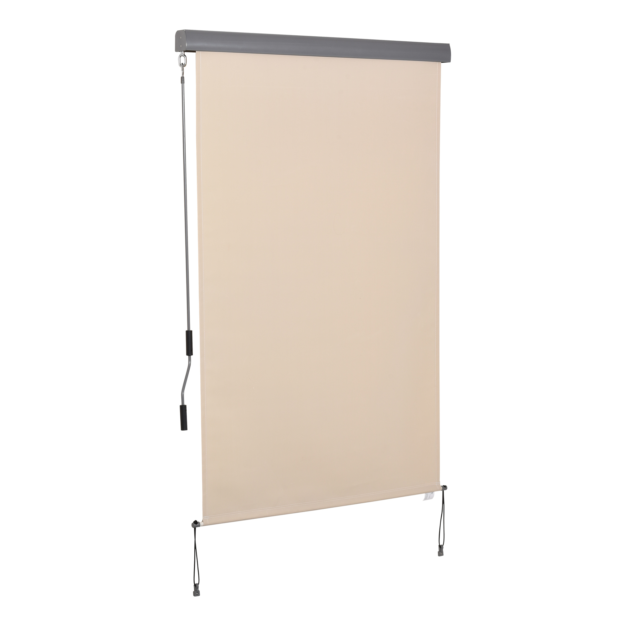 Senkrechtmarkise Balkonmarkise Vertikalmarkise Windschutz Seitenrollo Sichtschutz mit Handkurbel Polyesterstoff+Aluminium Cremeweiß 200 x 120 cm