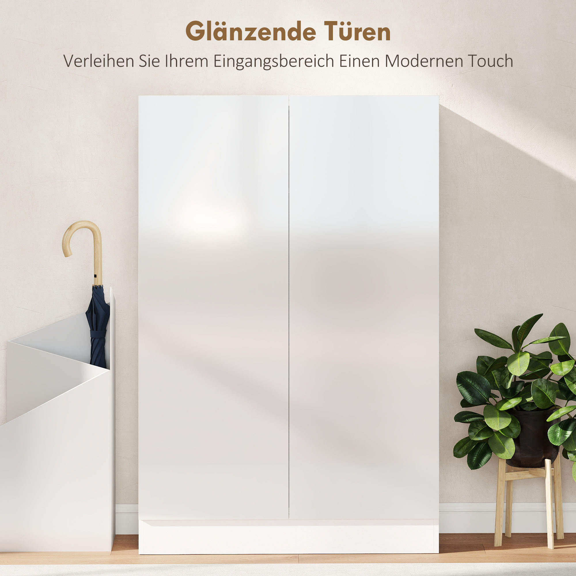 5-stufiger Schuhschrank für 20 Paar Schuhe, verstellbare Regale, für Eingangsbereich, Flur, Holz, Weiß