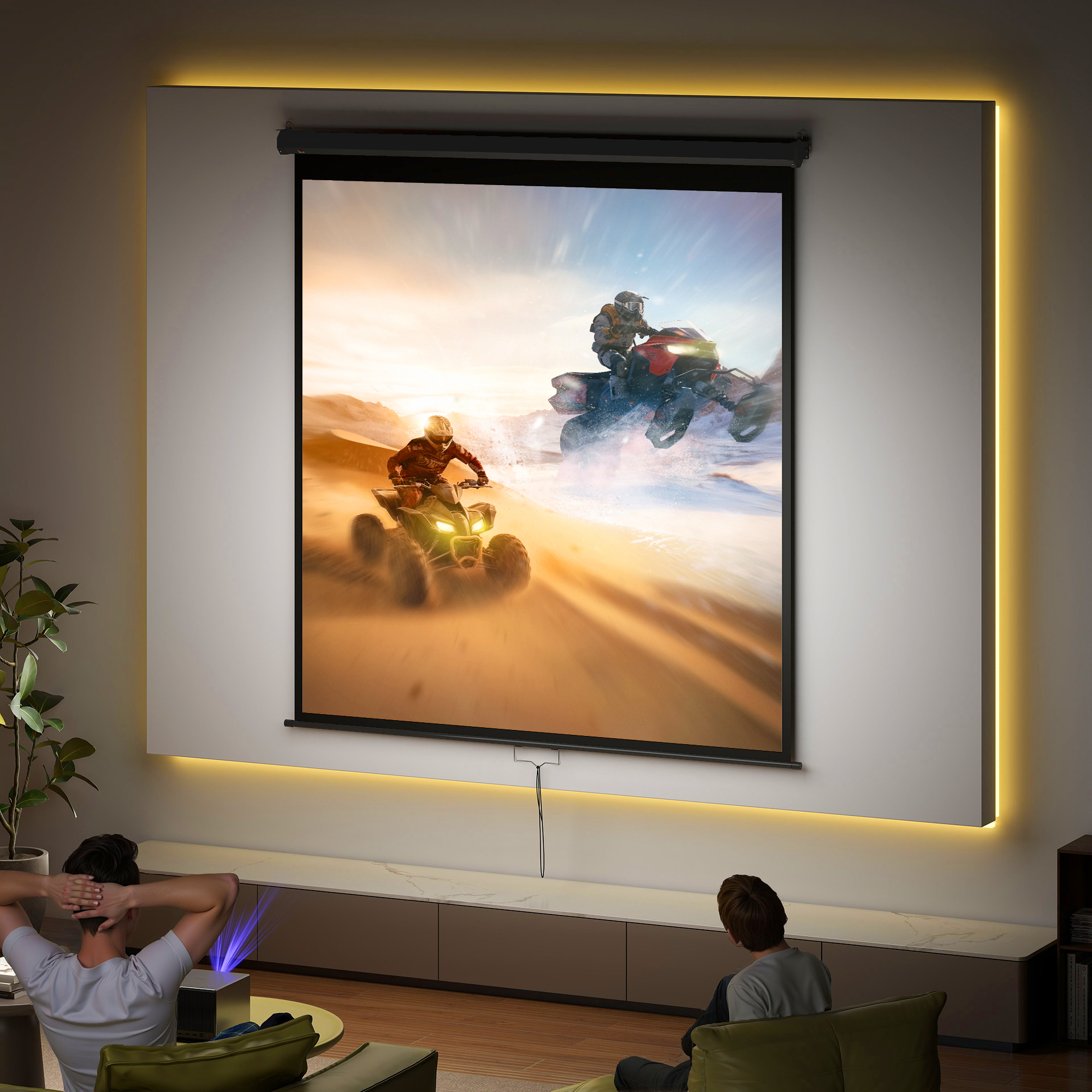 Beamer Leinwand 178 x 178 cm 99 Zoll 1:1 HD 4K Projektionsleinwand für Heimkino Büro-Präsentationen