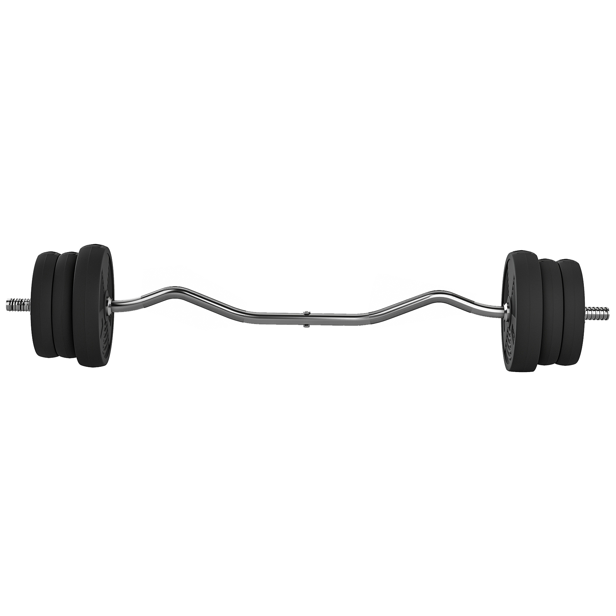 Langhantel Set 25kg Rutschfeste Curlstange mit 6 Gewichten, PVC-Beschichtung, Hantelstange aus Stahl