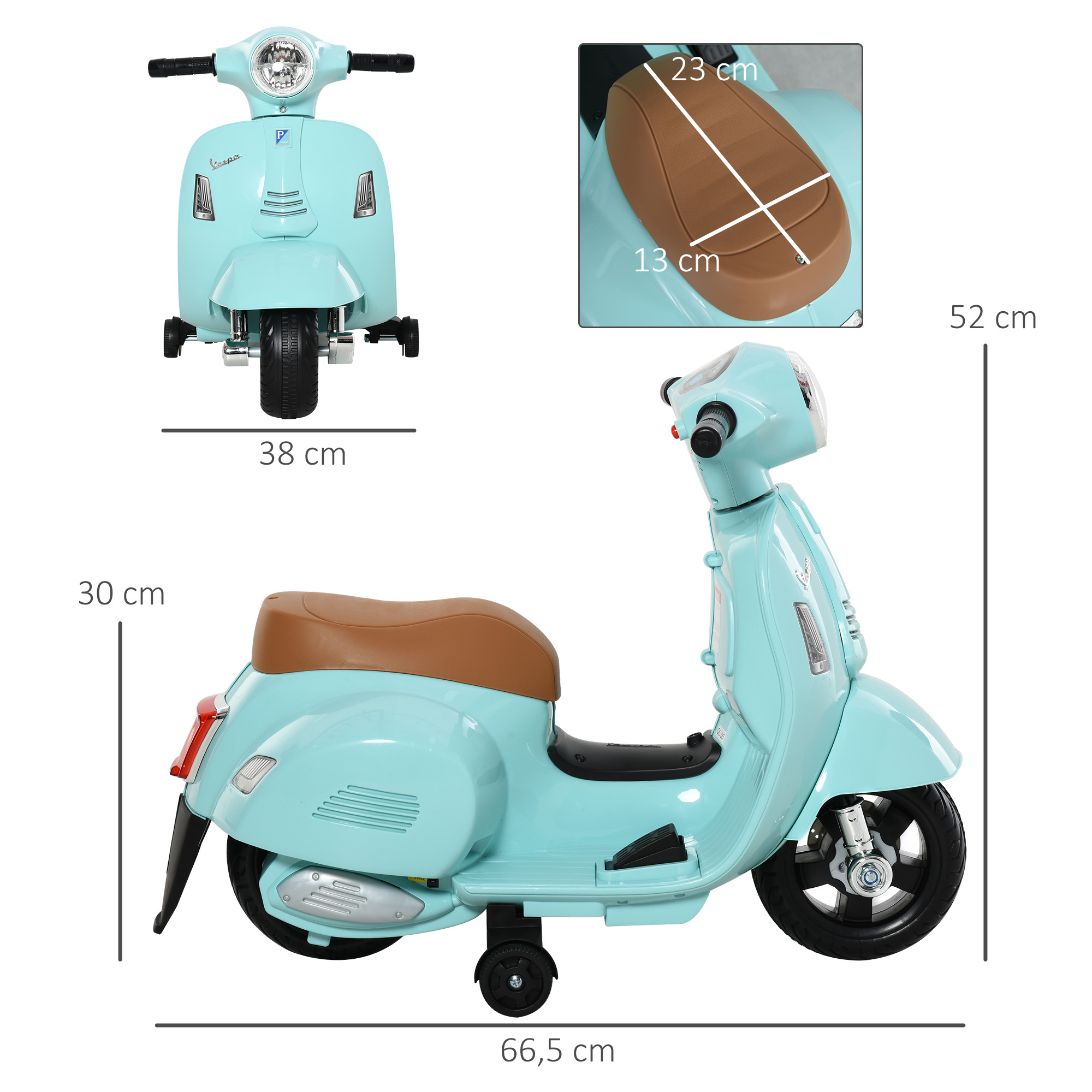 Elektro Kindermotorrad Vespa Elektromotorrad mit LED-Licht, Sound, Kinder Elektro Motorrad für Kinder von 18-36 Monate Grün