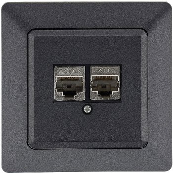 MILOS Netzwerk-Dose 2x CAT6 / inkl. Rahmen, UP, Anthrazit