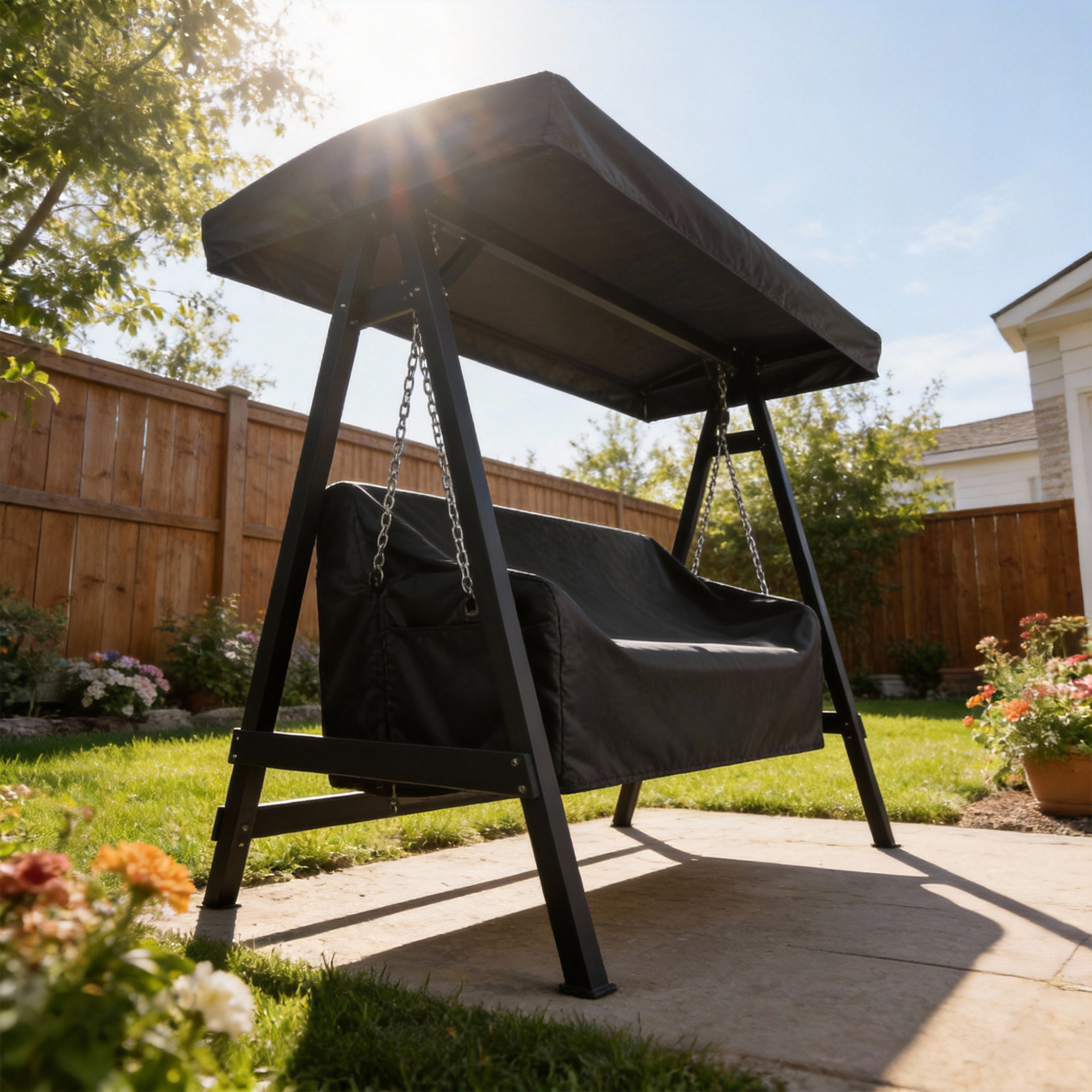 3-Sitzer Gartenschaukel-Abdeckung, wasserdichte Schutzhülle, winddicht und UV-beständig, 420D Oxford-Stoff