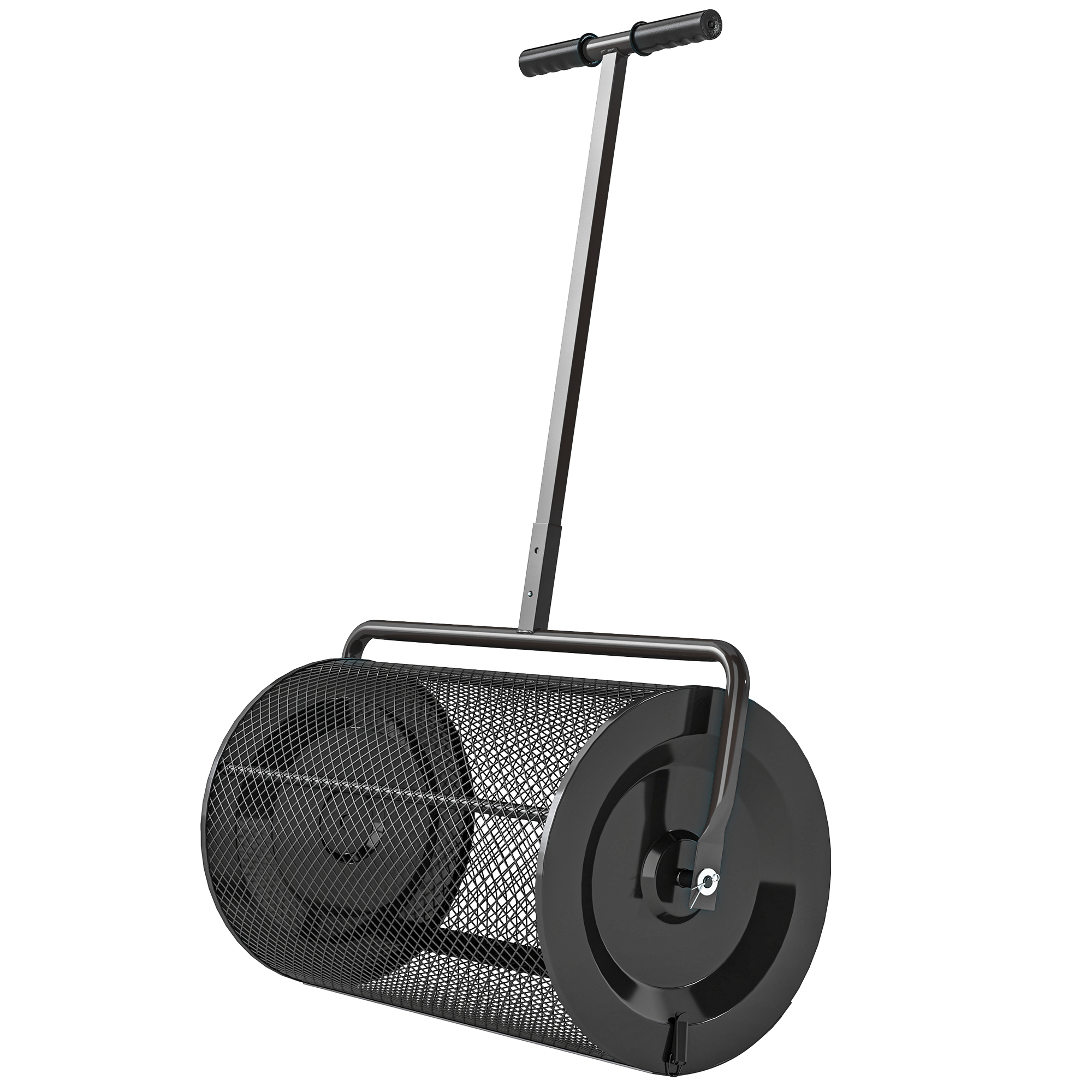 Kompoststreuer 75L 61x40cm Düngerstreuer Rasen Garten mit T-Griff Mesh-Korb Metall Schwarz