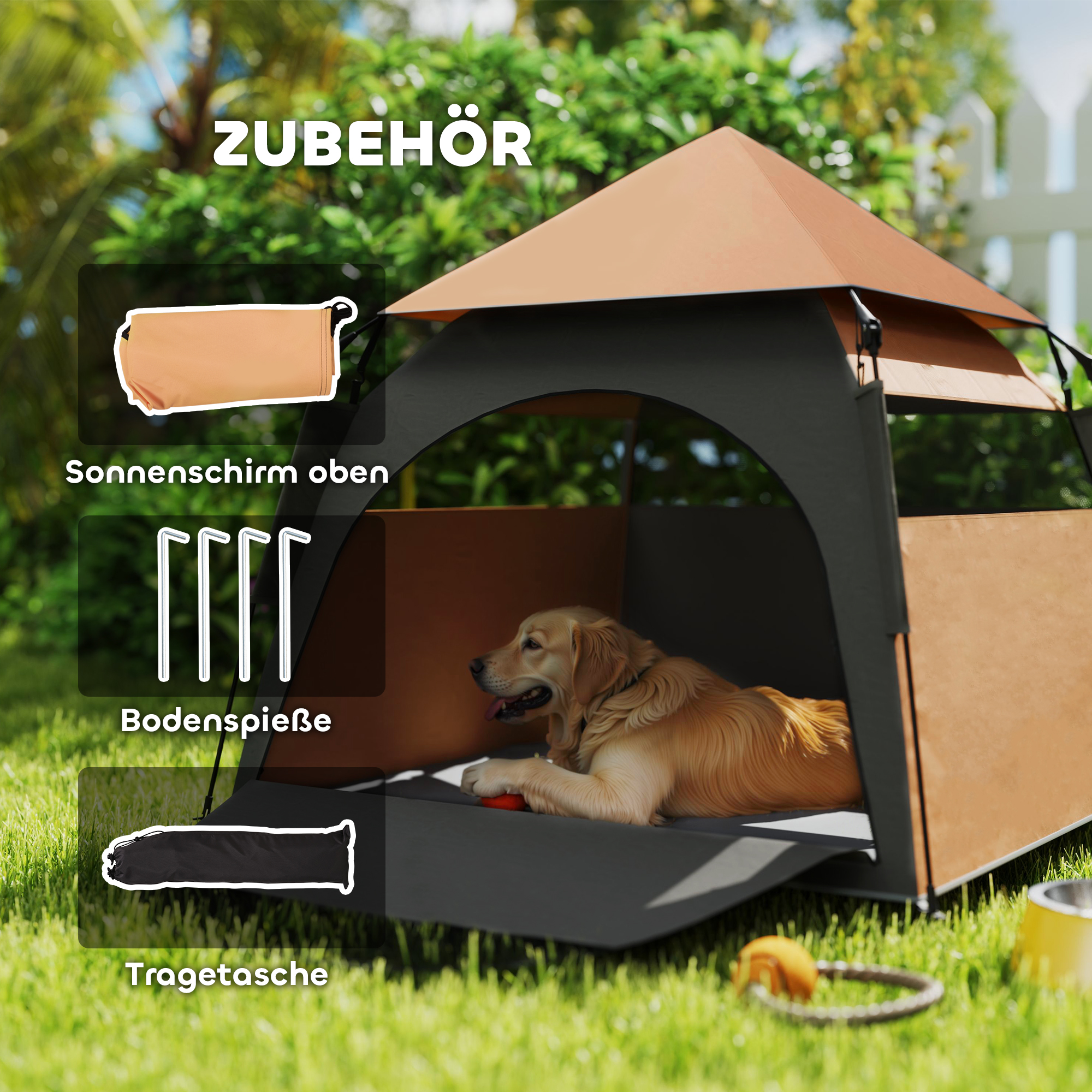Haustierzelt, Hundezelt, klappbar, wetterbeständig, Hundehütte, für große Hunde, Dunkelbraun