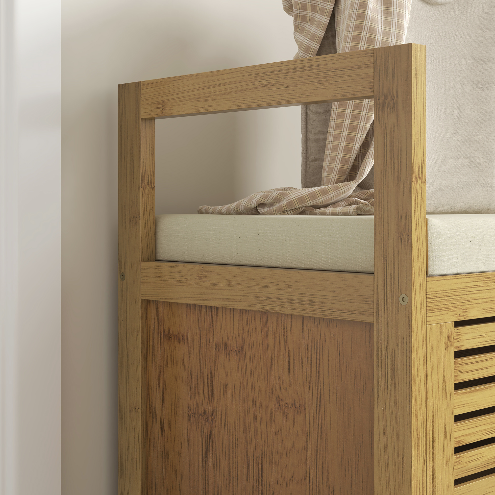 Schuhablage mit Stauraum, Schuhbank, weiche Sitzfläche, Bambus, 100x40x60 cm