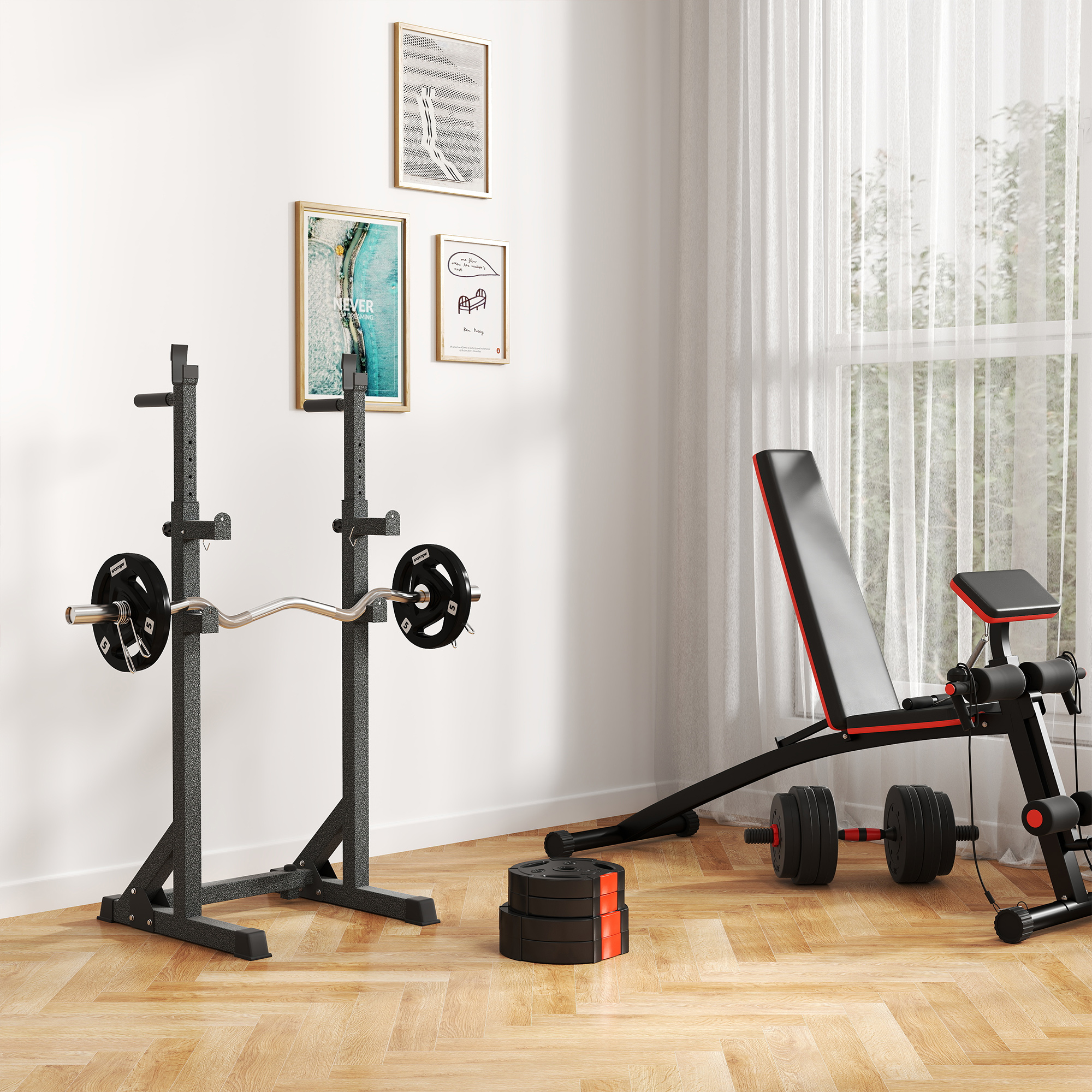 4er Gewichtsplatten-Set für Training, Fitnessstudio, Heimtraining, Stärke-Training, 2 x 5 kg und 2 x 2,5 kg, Schwarz