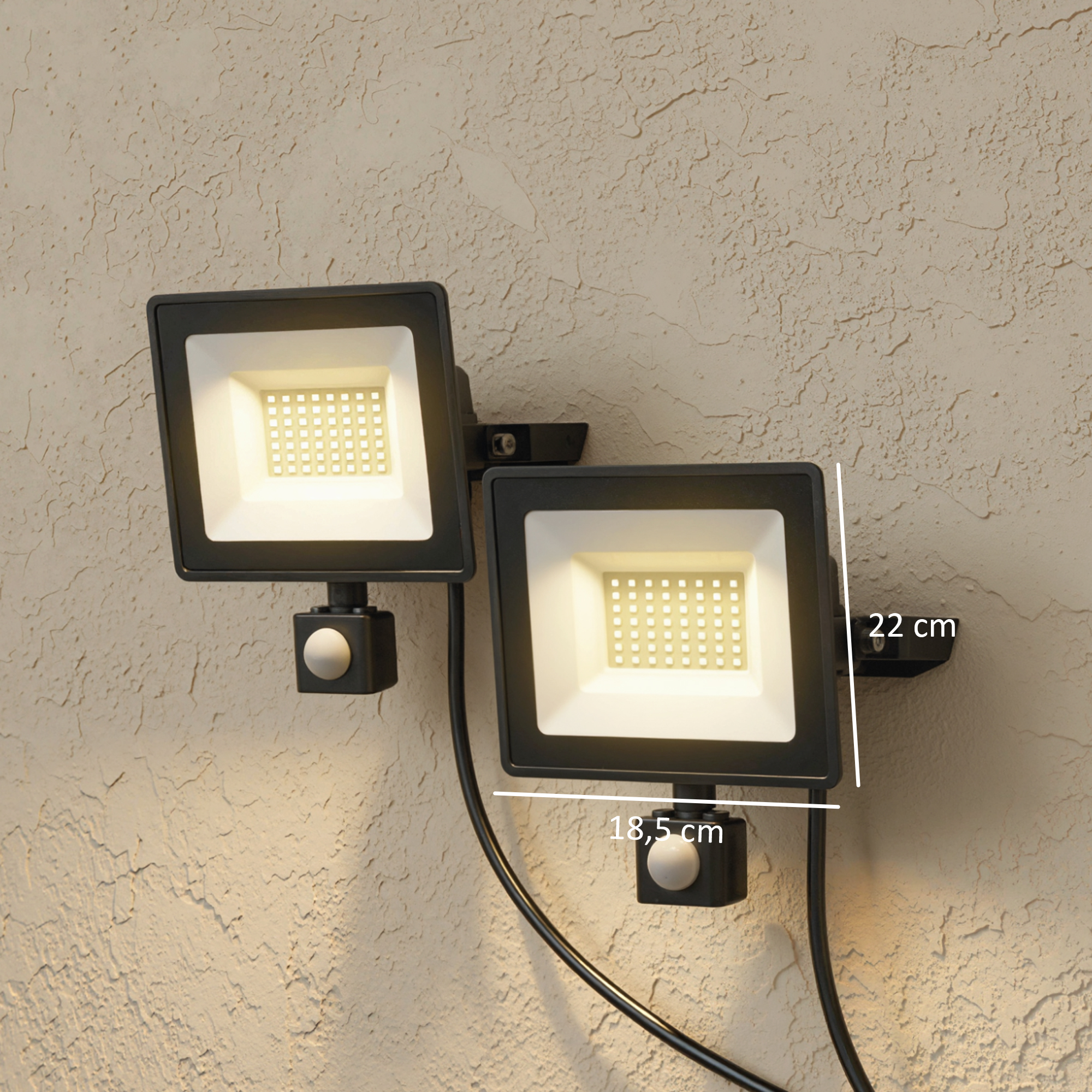 50W Arbeitslampe, verstellbar, 3 Modi, Aluminium, flexibel einsetzbar, Schwarz