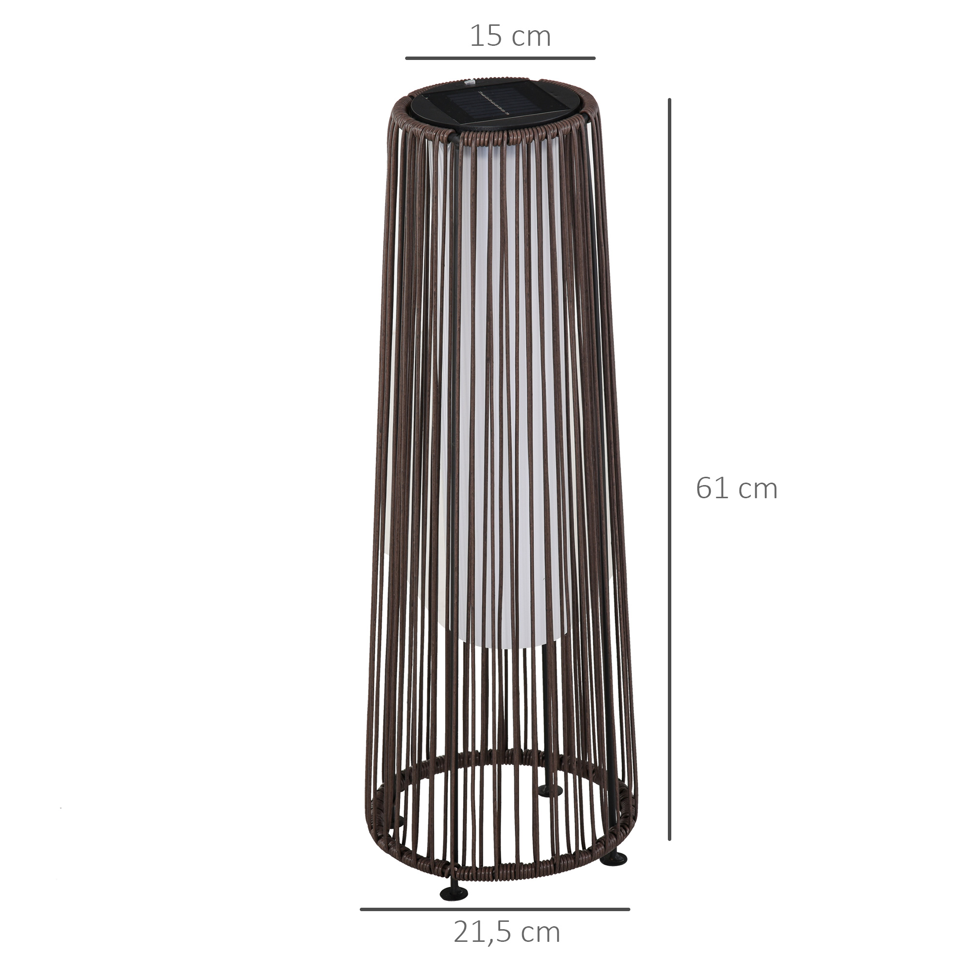Gartenleuchte, Außenlampe, solarbetrieben, 8 Stunden Betrieb, Automatikmodus, Rattanoptik, 21,5 x 21,5 x 61 cm