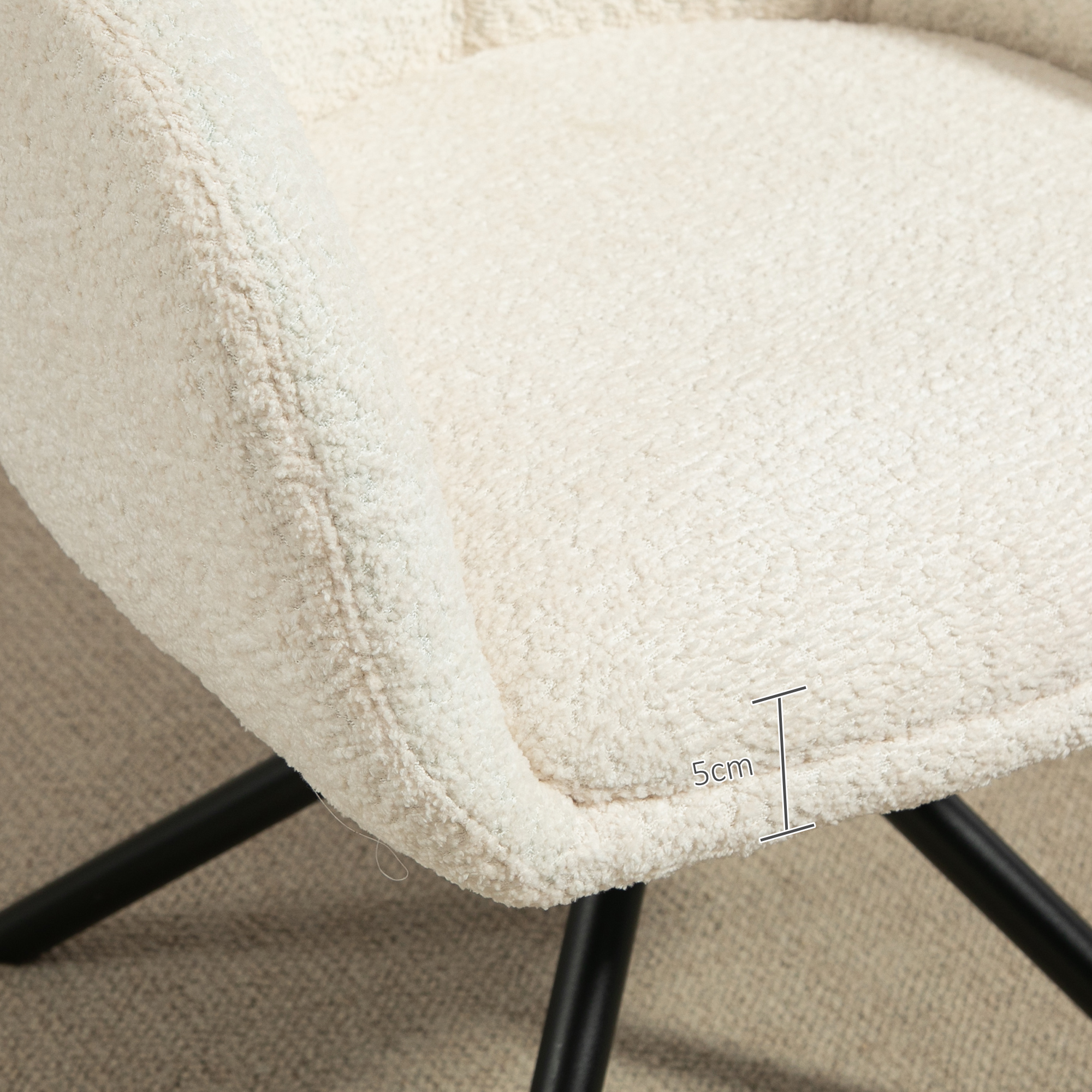 Sessel, Polsterstuhl mit bequemer Sitzschale, drehbar, kuscheliger Bezug, bis 120 kg, Cremeweiß