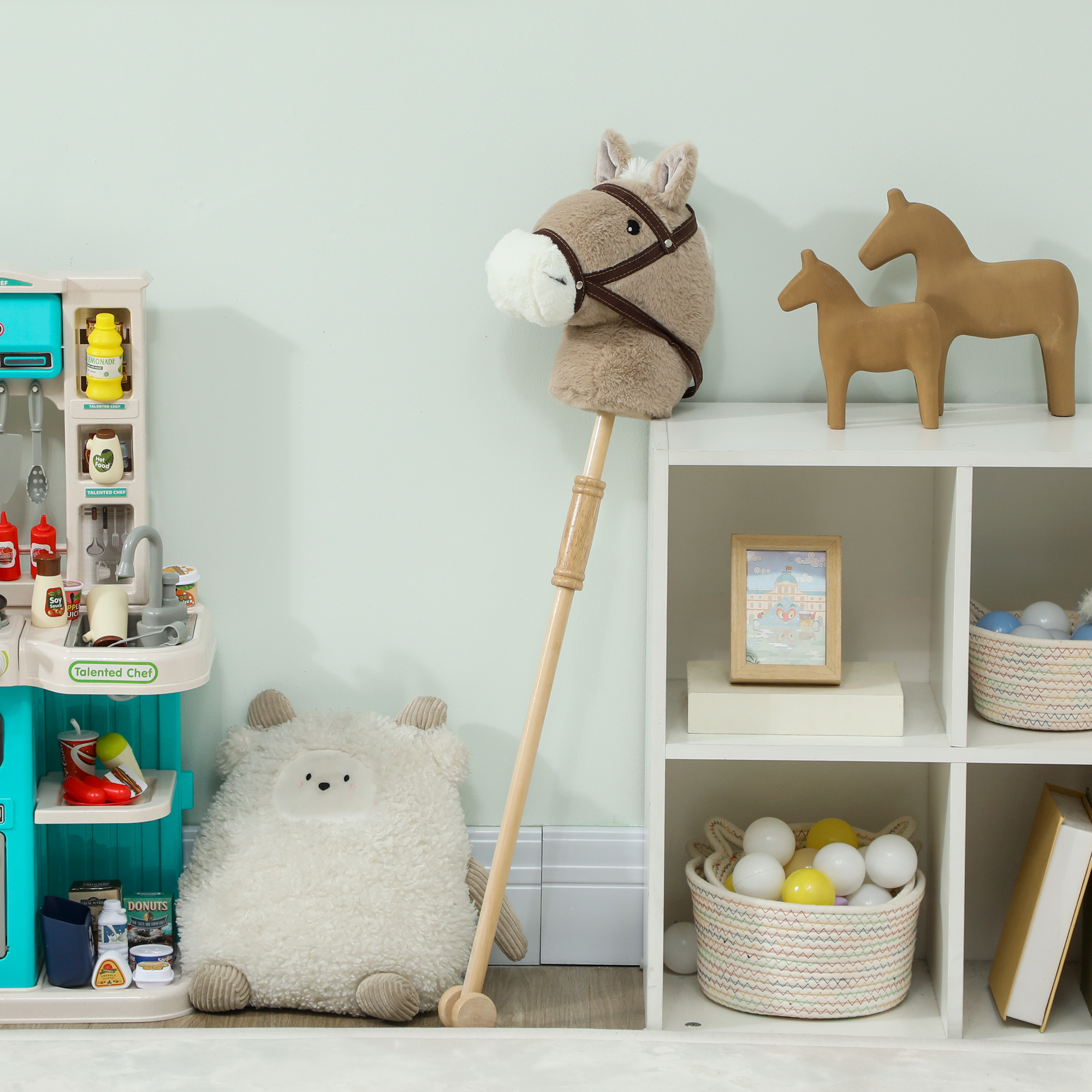 Steckenpferd Kinder Steckenpferde mit Sound, Rolle, Stockpferd zum Reiten für Kinder 24+ Monate, Grau