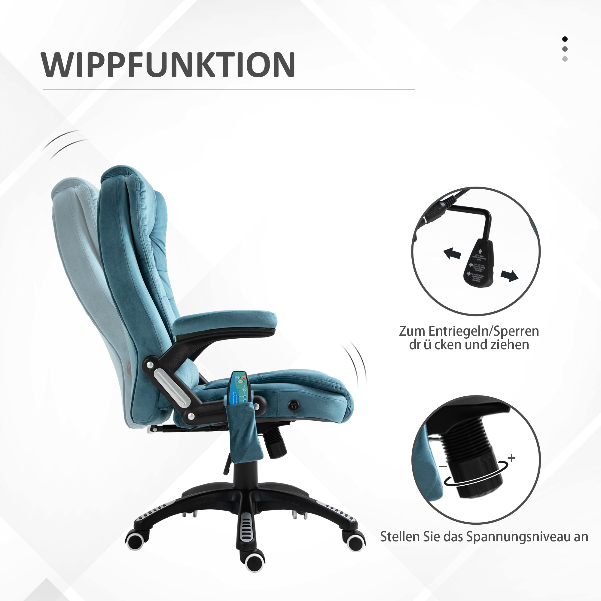 Massagesessel Chefsessel Gamingstuhl Massagebürostuhl Blau