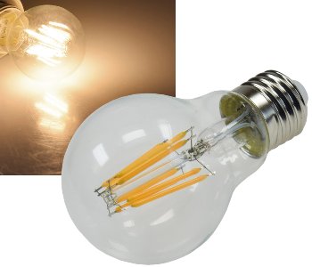 LED Glühlampe E27 "Filament G60k" klar / 3000K, 919lm, 230V / 8W, warmweiß