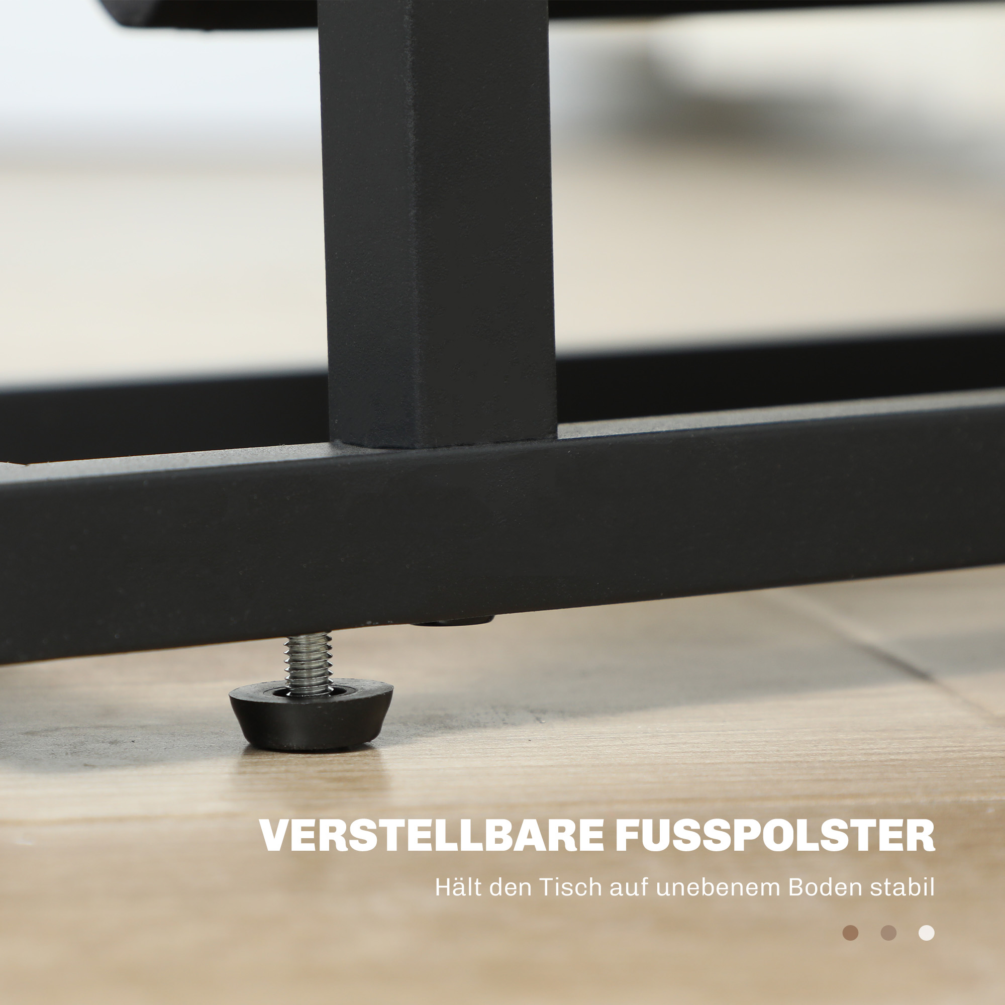 Beistelltisch aus Metall mit Stofftasche und Glasplatte, schmaler Tisch für Wohnzimmer, Schlafzimmer, Schwarz