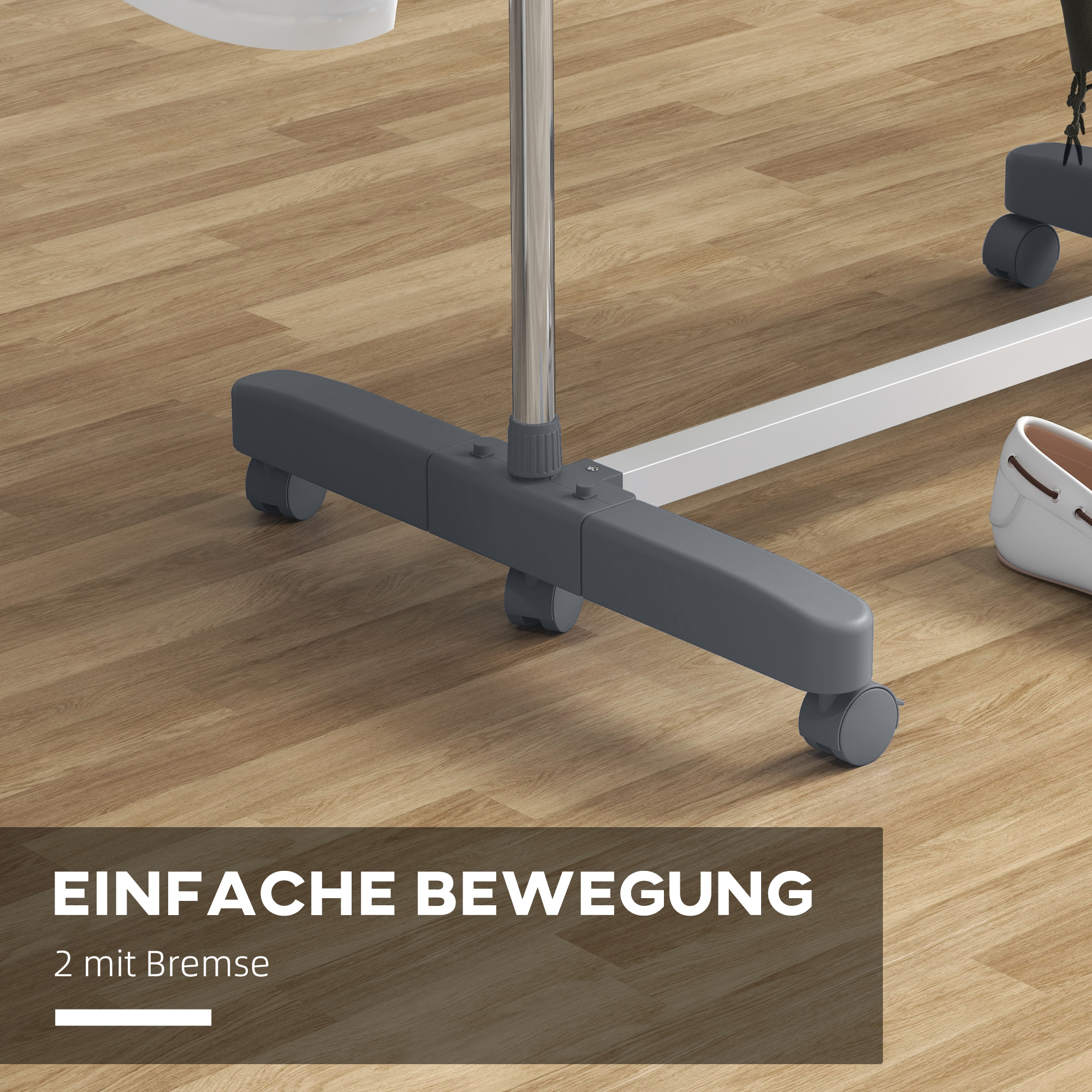 Wäschenständer Wäschetrockner, 4 Ebenen, klappbar, One-Klick-System, 142 cm x 55 cm x 152 cm Blau + Silber