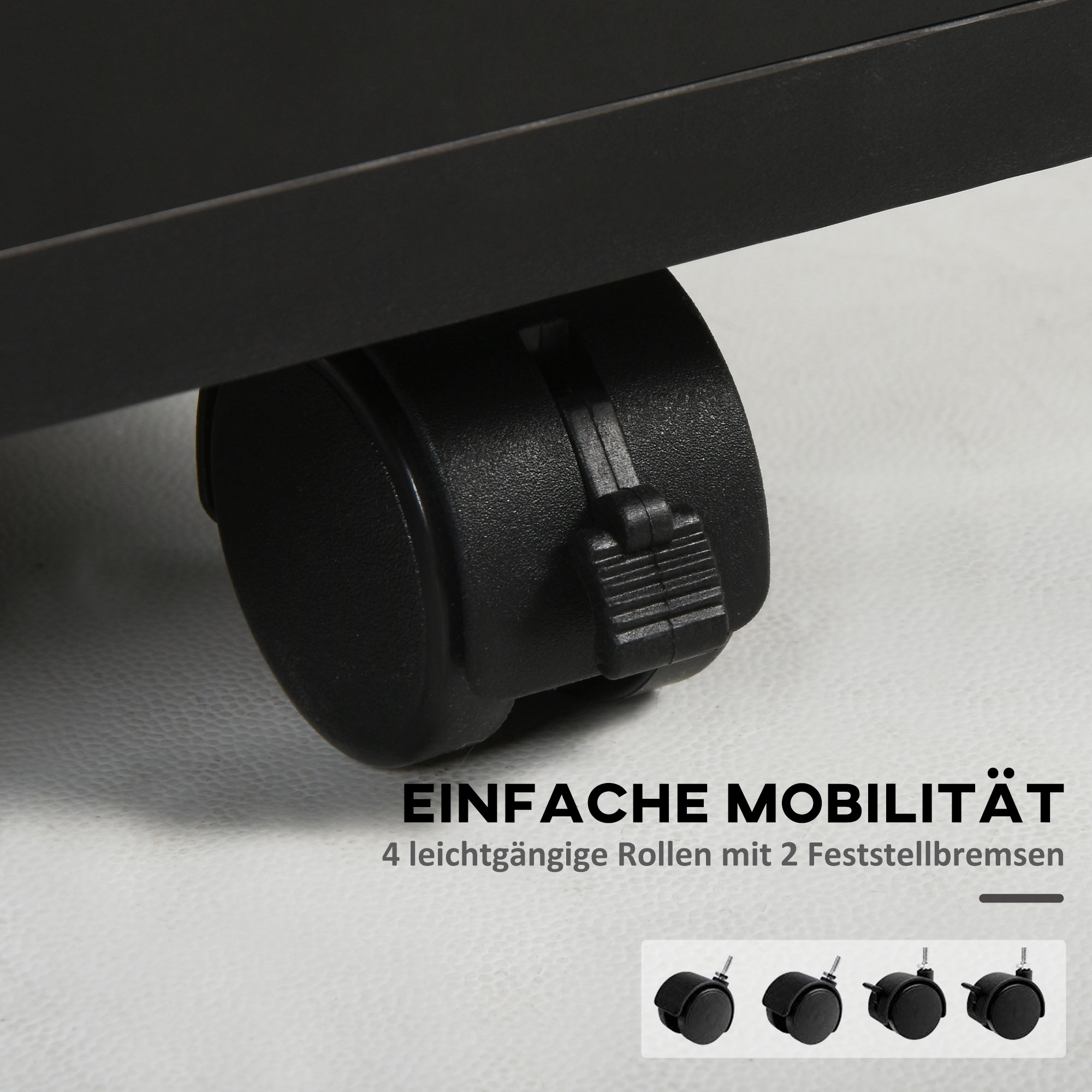 Rollcontainer Schubladencontainer Container, 1 Fach, 1 Regal, 1 Schublade, 40 cm x 3 cm x 60 cm, Schwarz