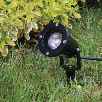 Gartenleuchte "CT-GS10", schwarz / 230V, 1,5m Kabel+Erdspieß, GU10 Fassung