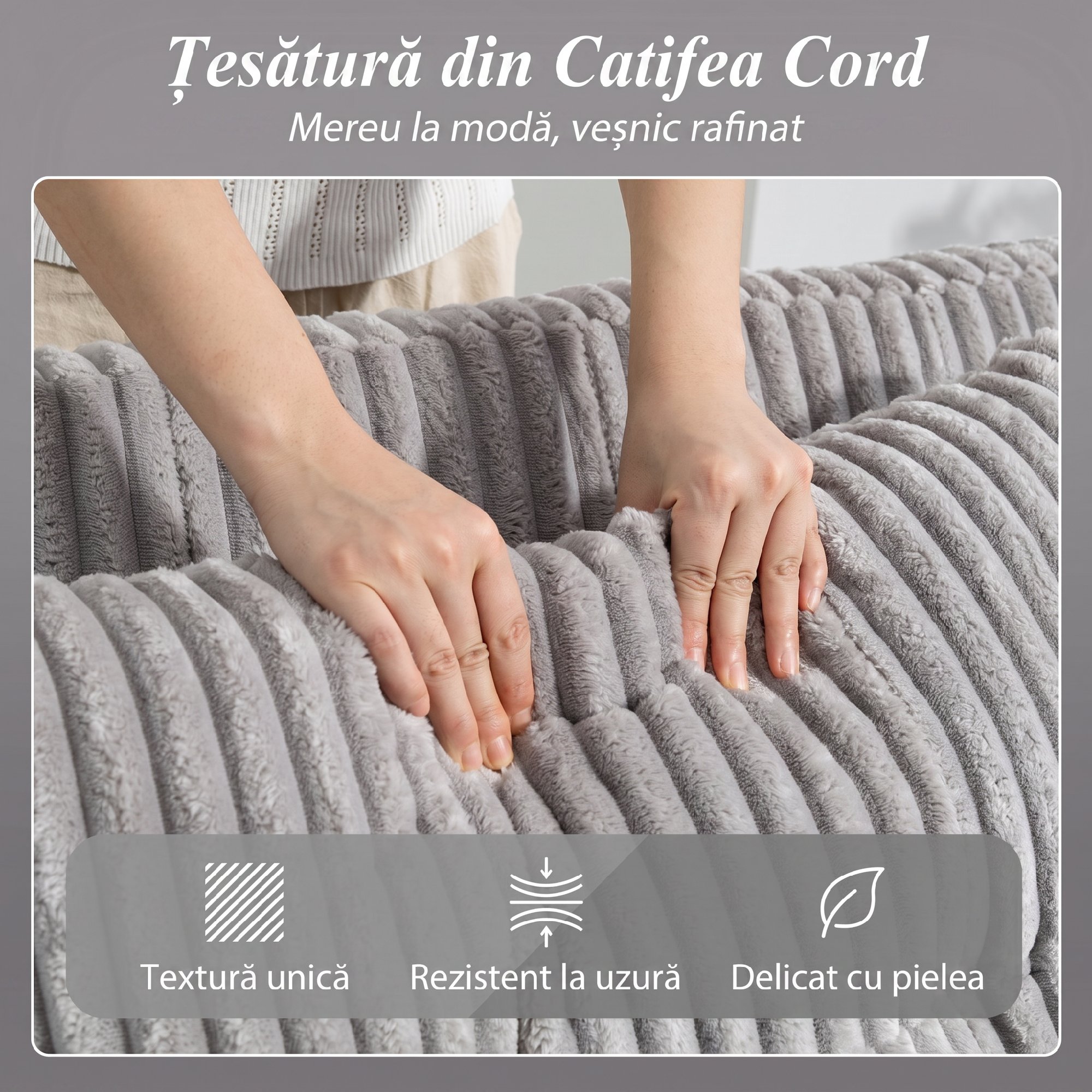 2-Sitzer Sofabett, Cordbezug, zum Schlafsofa umwandelbar, 2 Kissen, Seitentaschen, 157 x 190 cm, Hellgrau