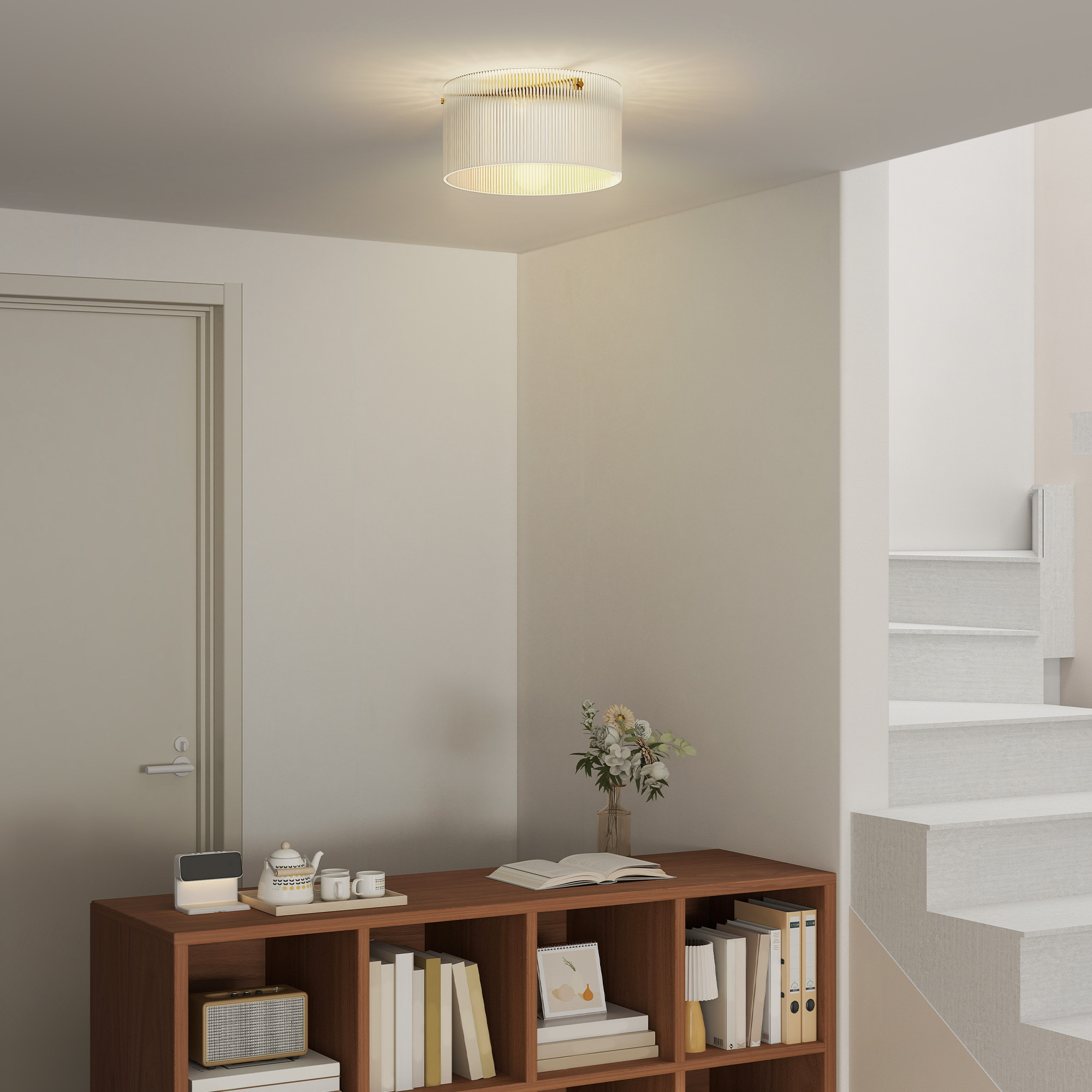 Deckenlampe mit Acryllampenschirm, Metall, Halogen- und LED-kompatibel