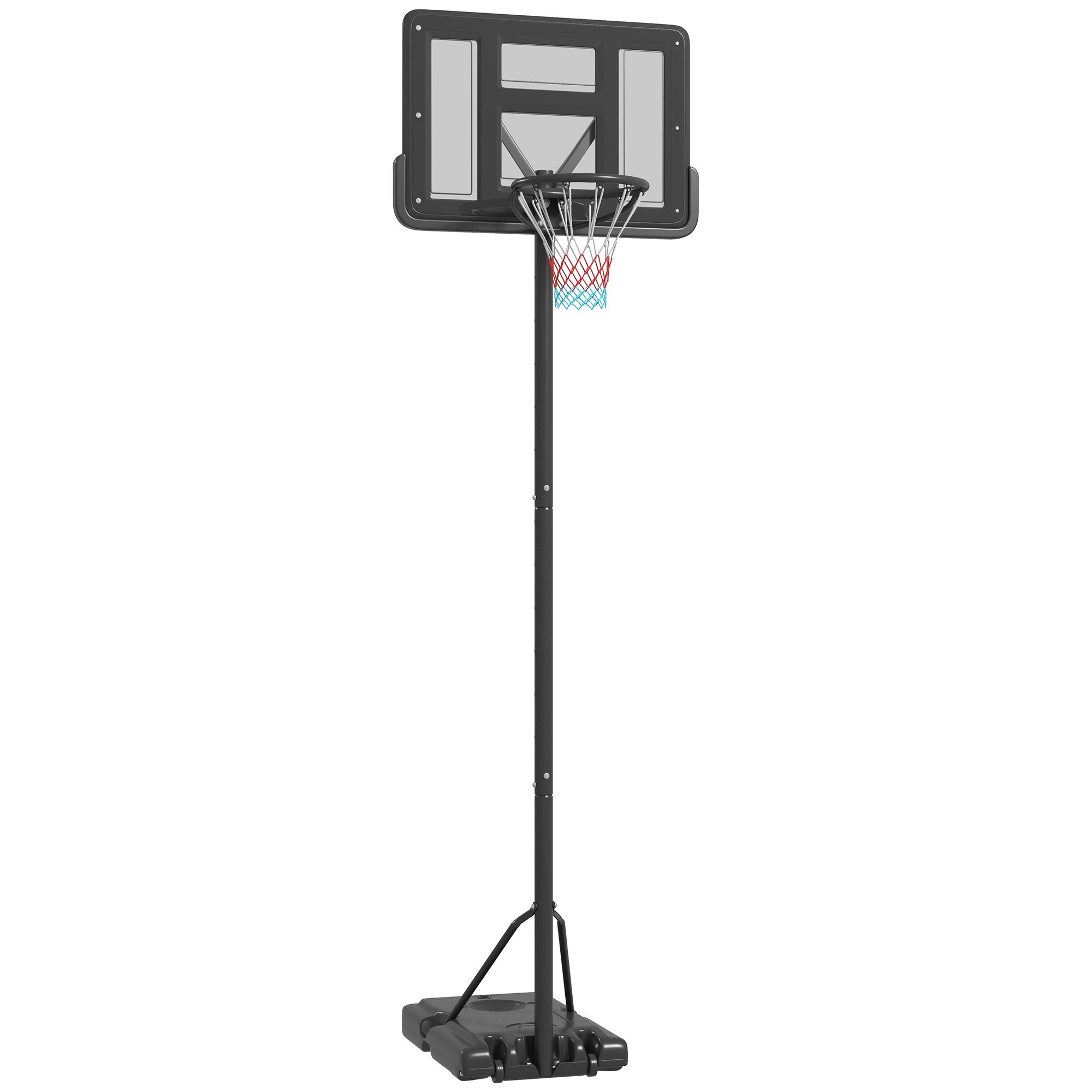 Basketballständer, Outdoor/Indoor, höhenverstellbar, mit Rädern, befüllbare Basis, Korbhöhe 2,30-3,05 m