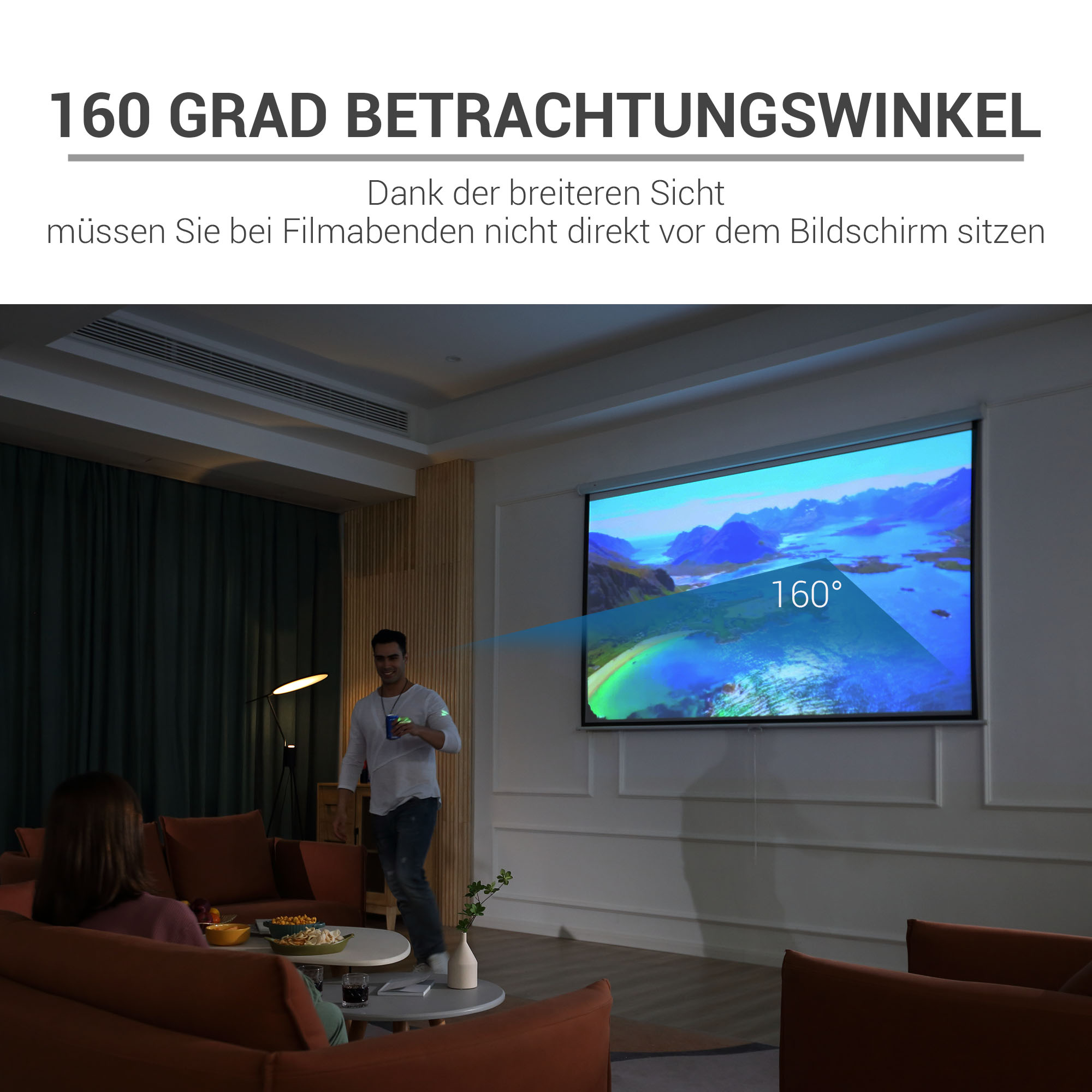 Beamer Leinwand 244 x 183 cm 120 Zoll 4:3/ 16:9 Projektionsleinwand Manuell für Heimkino