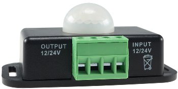 Bewegungsmelder 12-24V=, 6A / IP20, bis 8m Reichweite, 60°, 1-10min