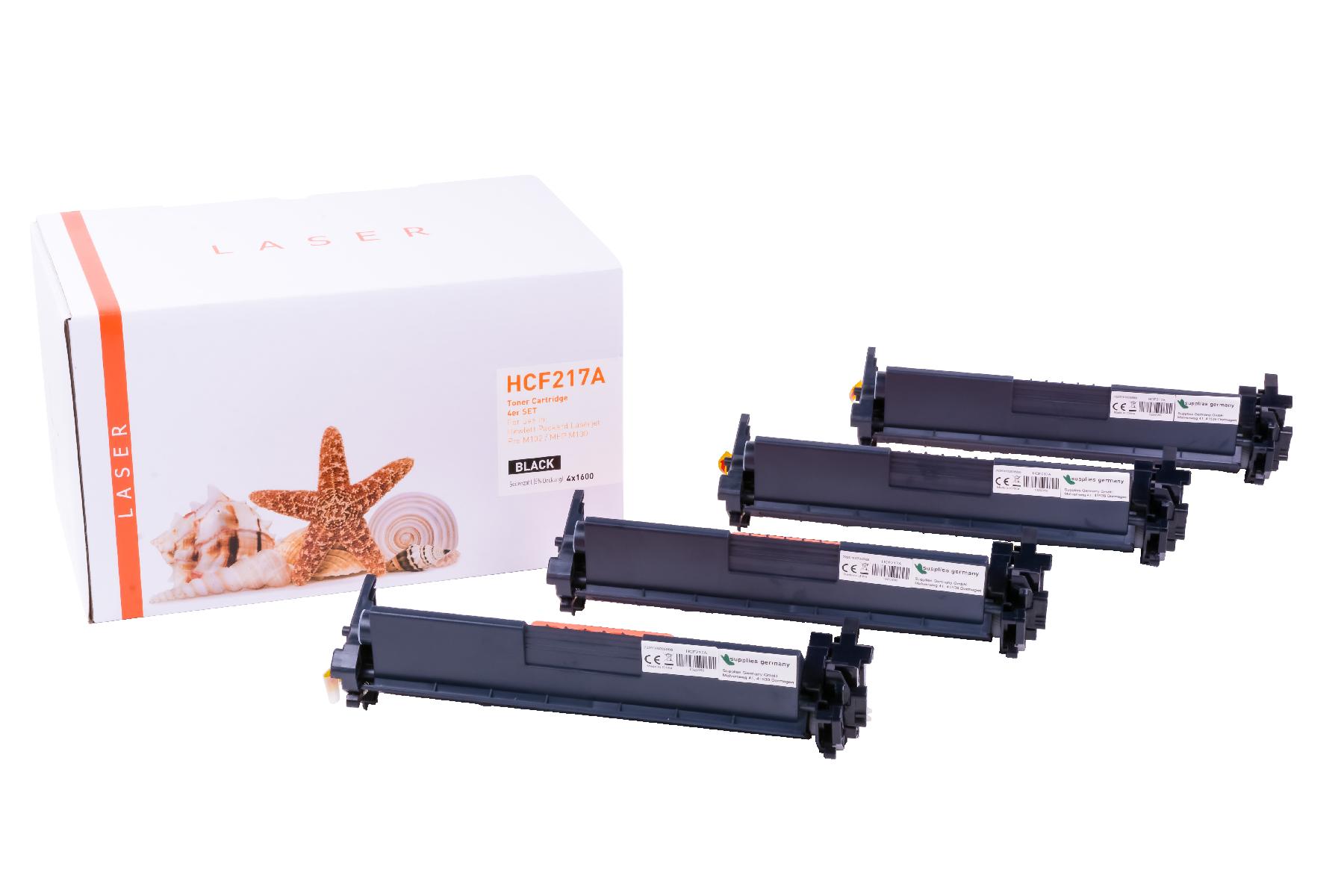 4er Set  CF217A alternativ Toner schwarz für HP / CF217A / 4x1.600 Seiten