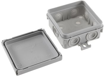 Feuchtraum-Kabelabzweigkasten, 10er Pack / 75x75x40mm, IP54, 7-fach, grau