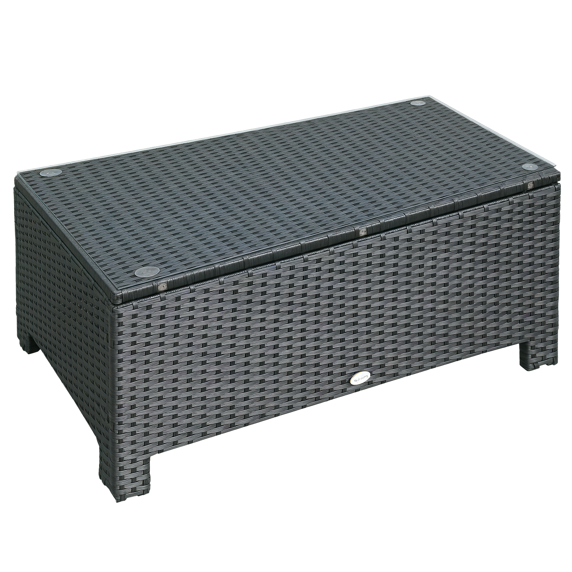 Garten Beistelltisch Couchtisch Gartentisch Balkontisch Polyrattan Schwarz 85 x 50 x 39 cm