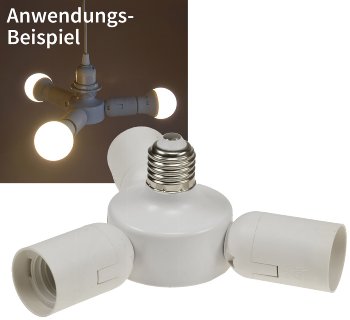 E27-Fassung "Triple", 3-fach Adapter, auf 3x E27-Schraubfassungen