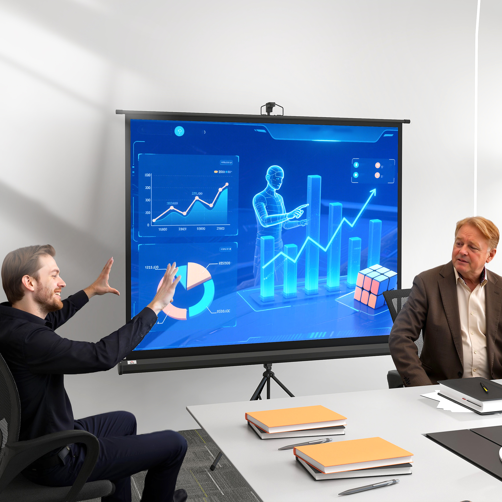 Projektionsleinwand im 4:3-Format, Kinoleinwand, Präsentationsfläche für Zuhause oder Büro, Schwarz